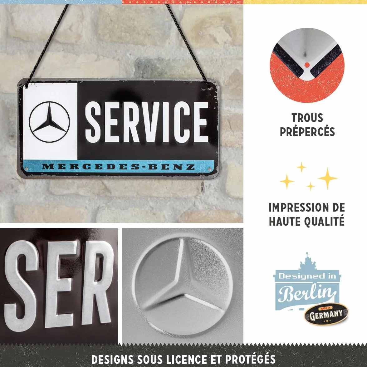 Mercedes-Benz Service Plaque à suspendre métal 10 x 20 cm Déco design retro