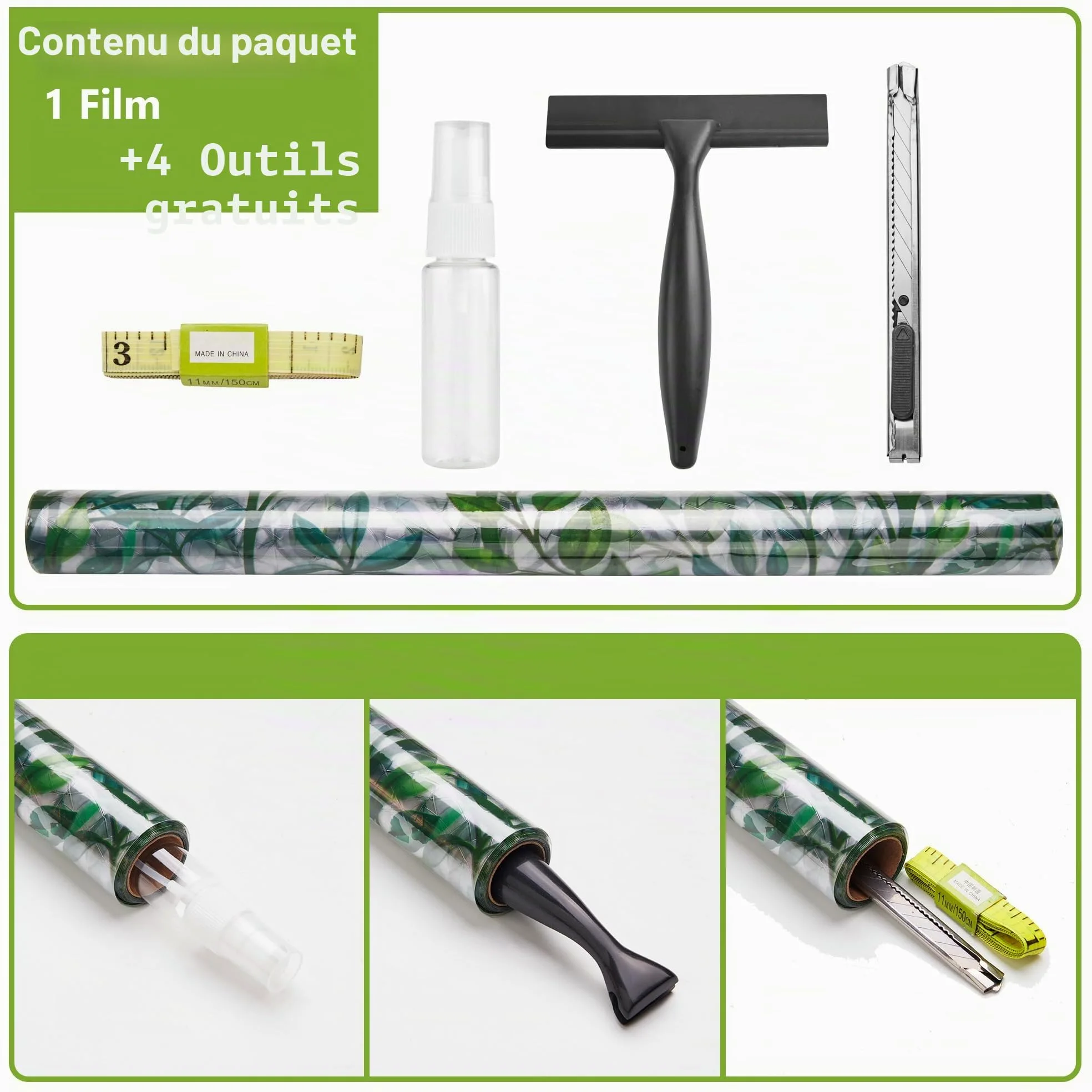 NINETREXFilm d'écran d'intimité pour fenêtre, Film décoratif 3D pour fenêtre, Film de Protection Solaire pour Porte vitrée, Couverture de fenêtre de décoration de Maison Non adhésive,90x400cm