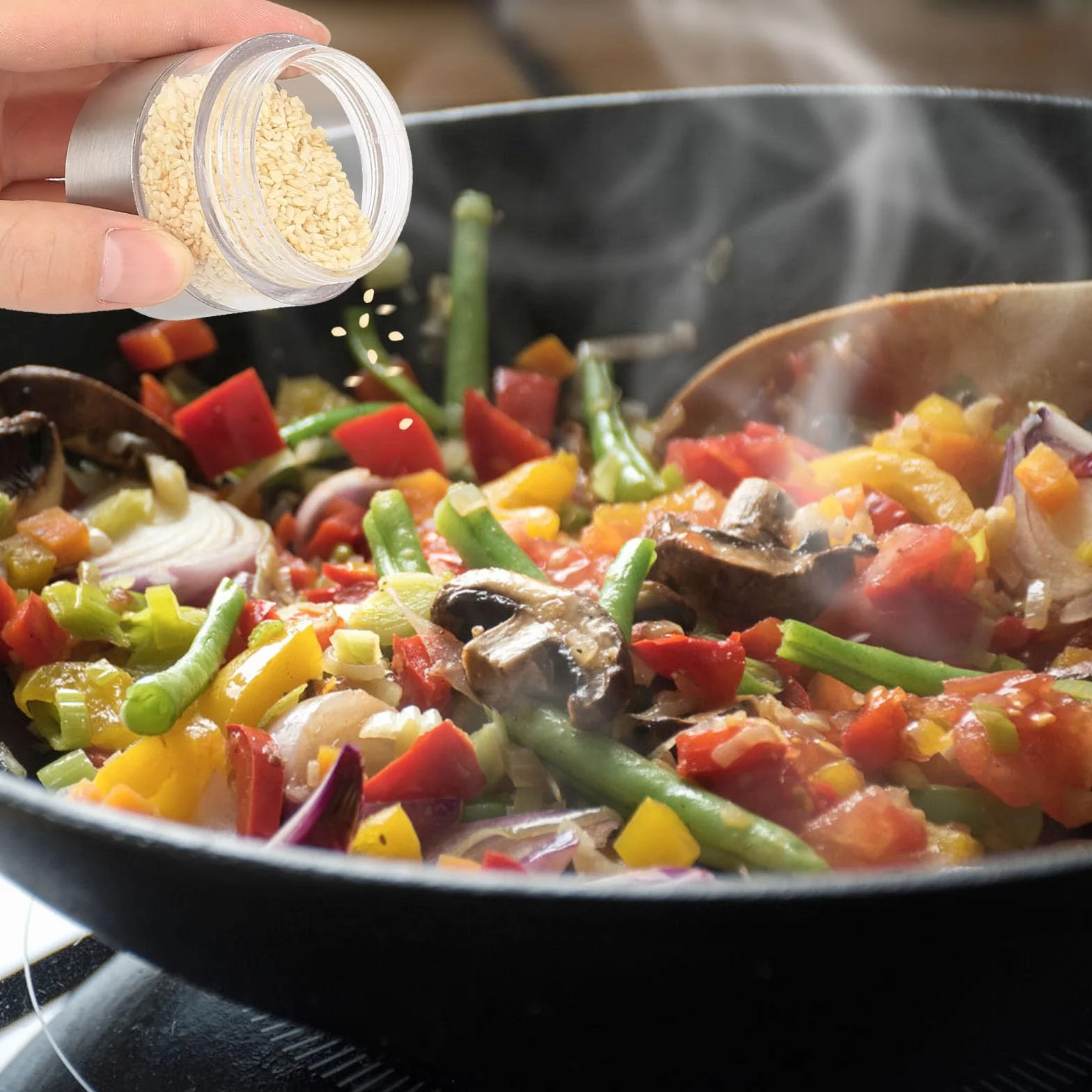 Pot à Épices 5-en-1 en Acier Inoxydable, Mini Bocaux à Épices Portables pour Camping et Voyage