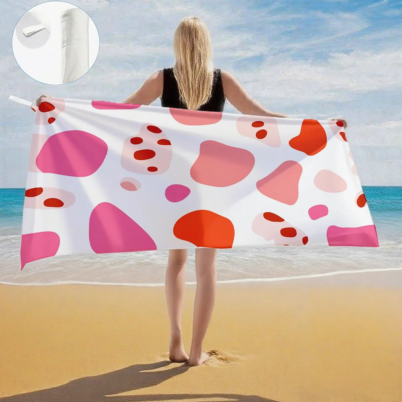 Serviette de Plage XXL 90x200,Rose Serviette Plage Microfibre avec Séchage Rapide, Anti-Sable, Absorbante Fonction Design pour Vacances Piscine Pique-Nique Voyages Yoga, Cadeau Femme 2 Pack Q-637
