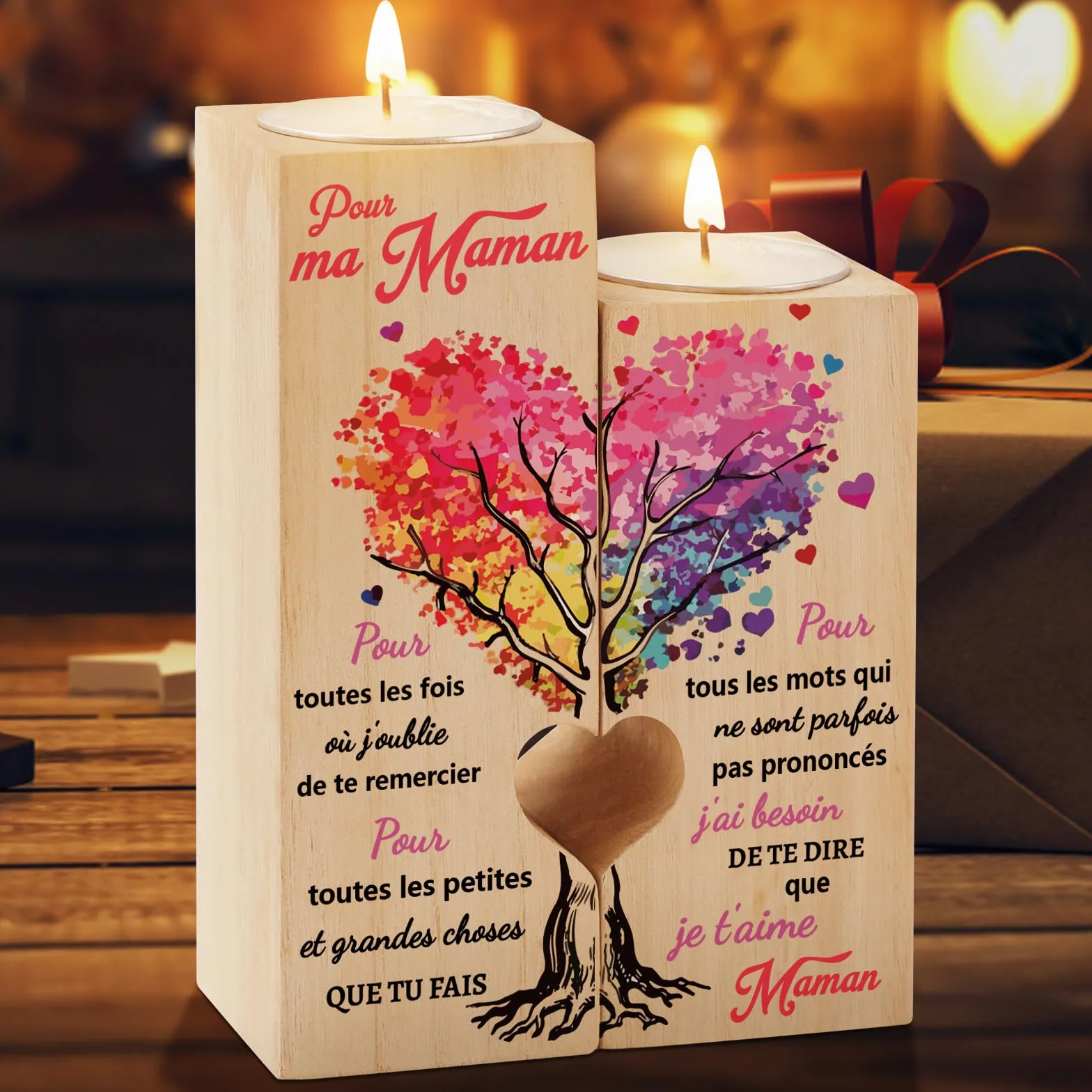 Candélabre Cadeau Fête des Mères, Idée Cadeau Maman Anniversaire Noël Saint Valentin