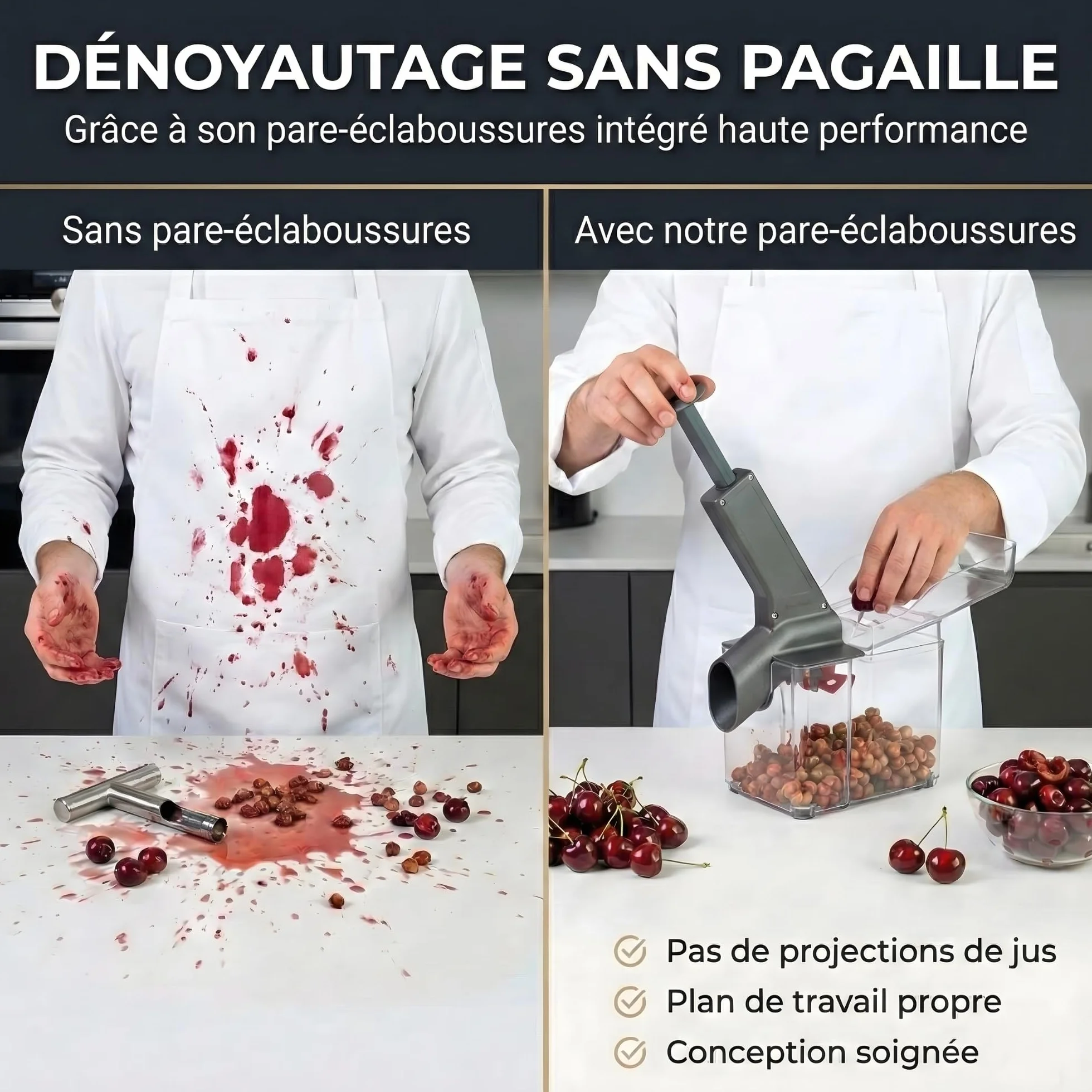 Thiru Premium Dénoyauteur de cerises grande capacité anti-éclaboussures Made in Germany