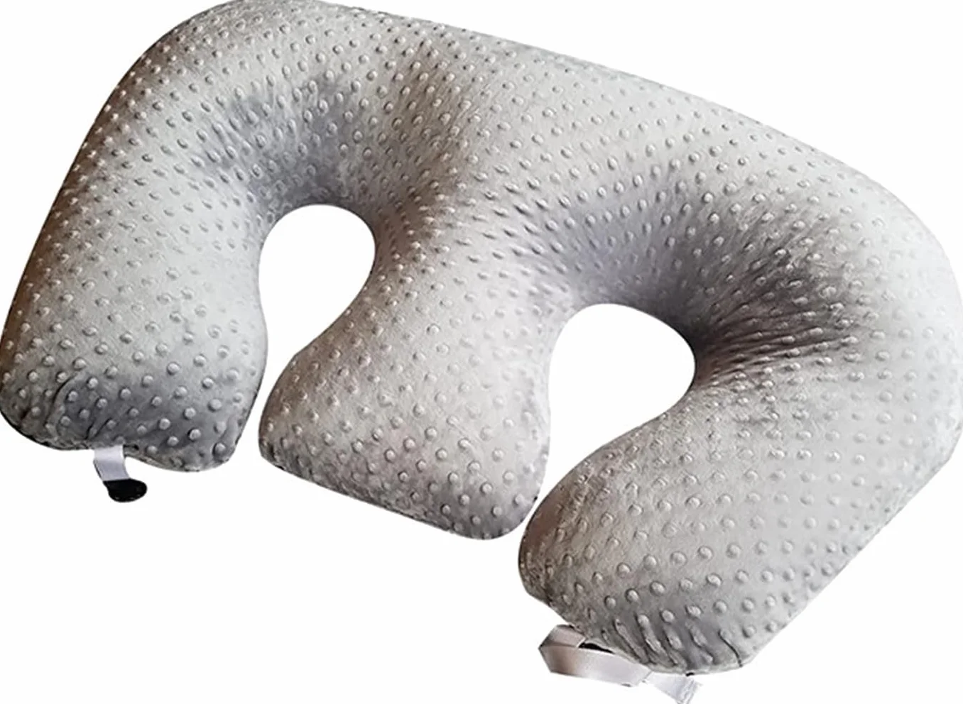Coussin d'allaitement multifonction pour jumeaux, lavable en machine, gris