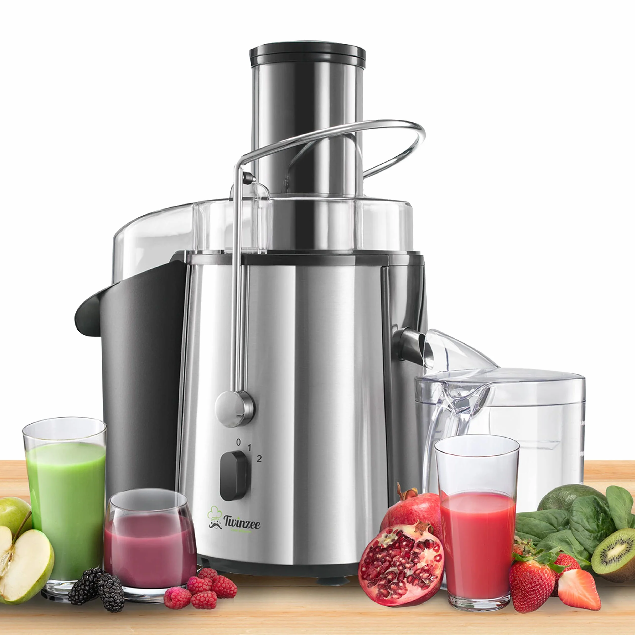 Twinzee Centrifugeuse Extracteur de Jus 850W, Large Bouche 75 mm - Fruits et Legumes