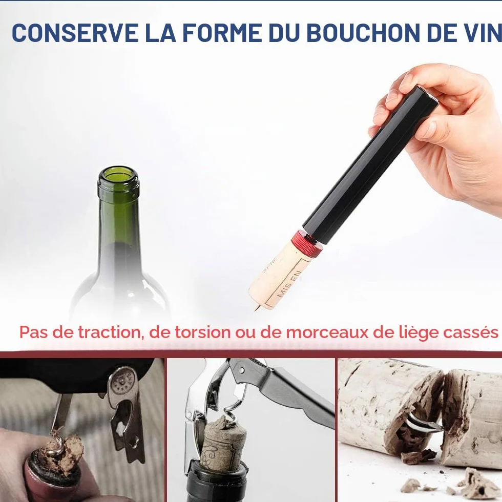 Quntis Tire-Bouchon à Pression d'air 7S, Décapsuleur à Vin Rouge, Pompe à Bouteille Portable