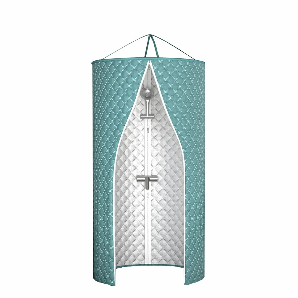 Rideaux De Douche Rideau De Douche en Coton Épaissi Rideau De Douche De Salle De Bains Imperméable, Rond Polyester Suspendu Double Rideau De Douche Zippé ( Size : 80X200CM )