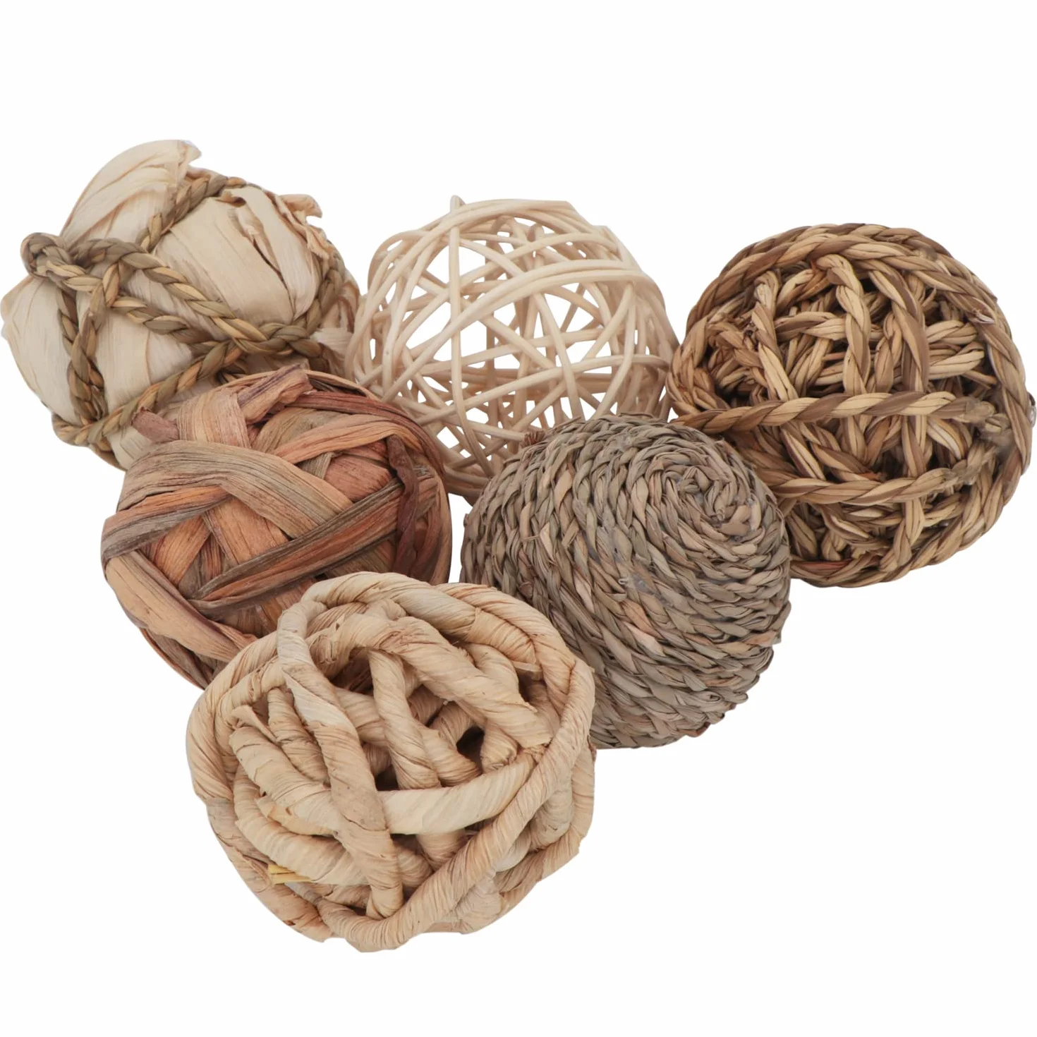 Lot de 6 Boules Décoratives en Rotin pour Centre de Table, Sphères Orbes Remplissage de Vases