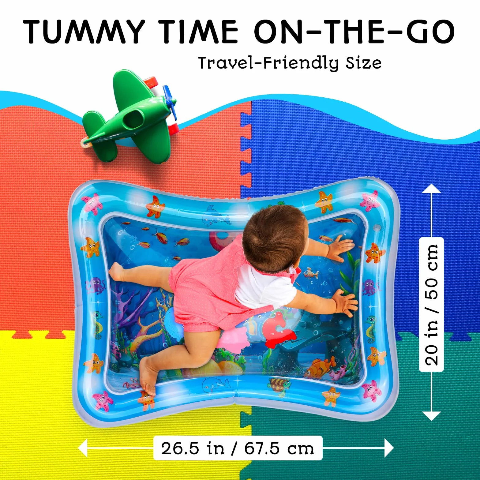 Tapis d'Éveil et de Jeux Sensoriel Bébé Gonflable - Jeu d'Eau Sans BPA - GEN2 Bleu