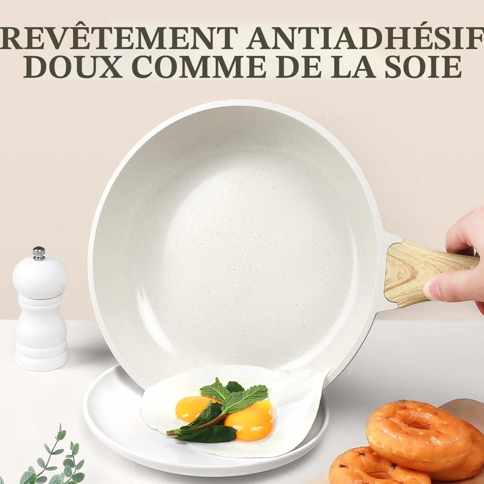 GiPP Poêle à Frire Antiadhésive en Granit 24 cm – Induction, Sans PFAS ni PFOA, Passe au Lave-Vaisselle