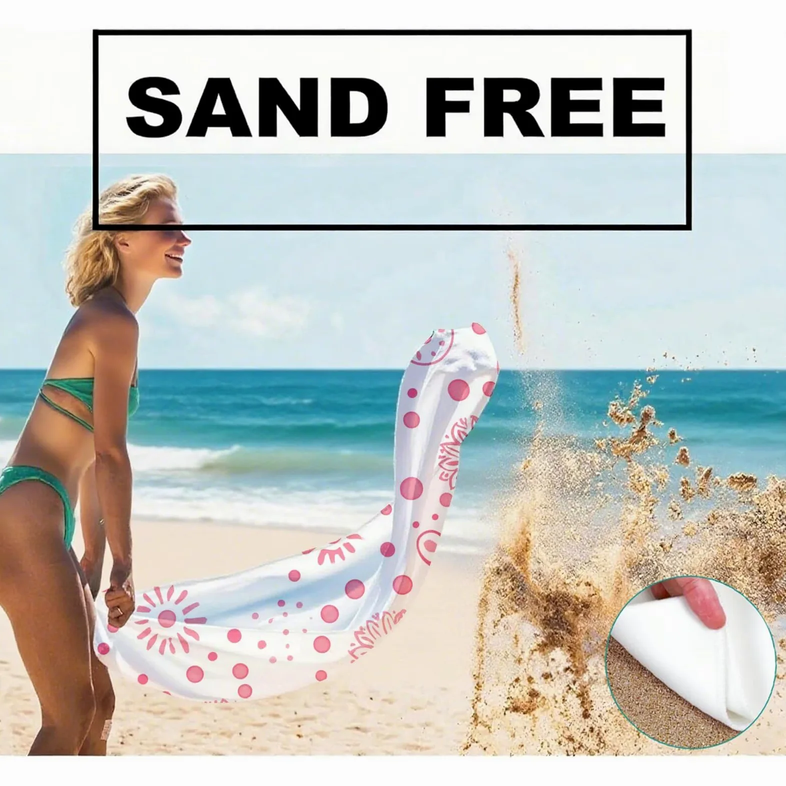 Serviette de Plage XXL 100x200 cm,Rose Serviette Plage Microfibre avec Séchage Rapide, Anti-Sable, Absorbante Fonction Design pour Vacances Piscine Pique-Nique Voyages Yoga, Cadeau Femme Q-659