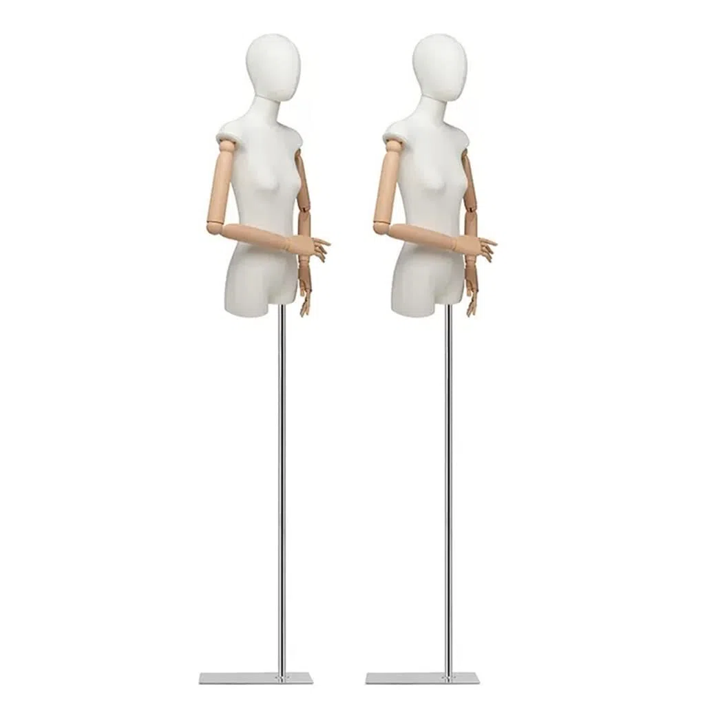 Générique Lot de 2 mannequins de Couture Femme avec tête Amovible, Hauteur réglable de 165 à 200 cm, Corps en Lin pour présentation de Bijoux et vêtements, Support Inclus, Taille S/S