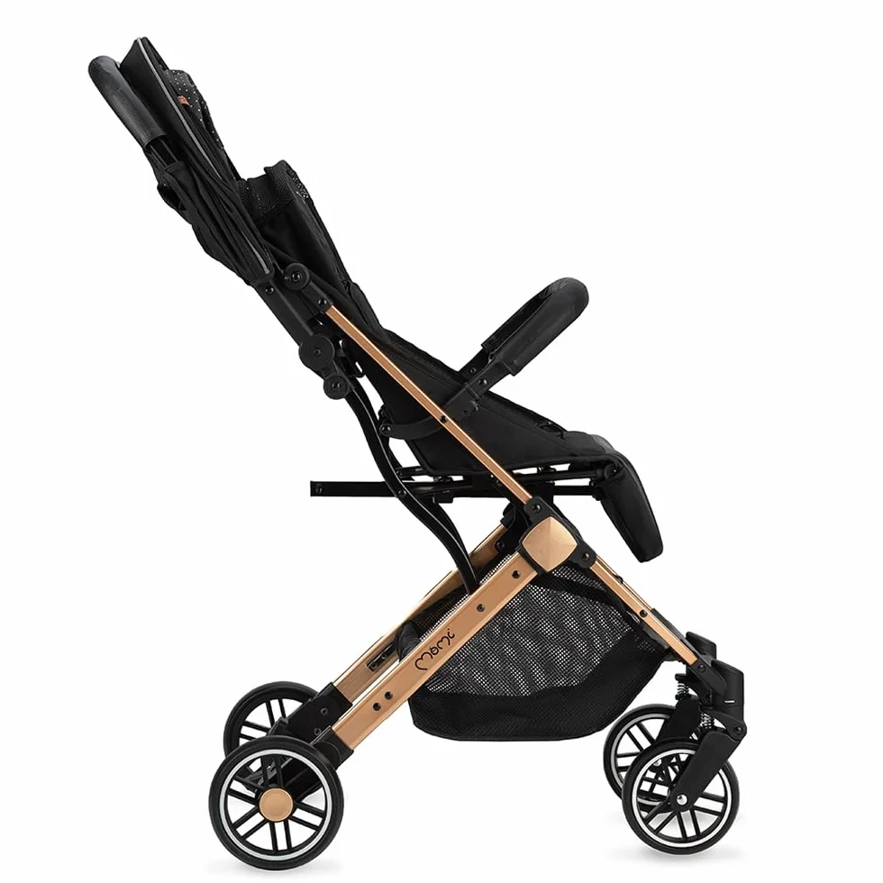 MoMi ESTELLE Poussette compacte légère pliable 6 mois 15 kg dossier inclinable repose-pieds réglable roues amorties grand panier harnais 5 points