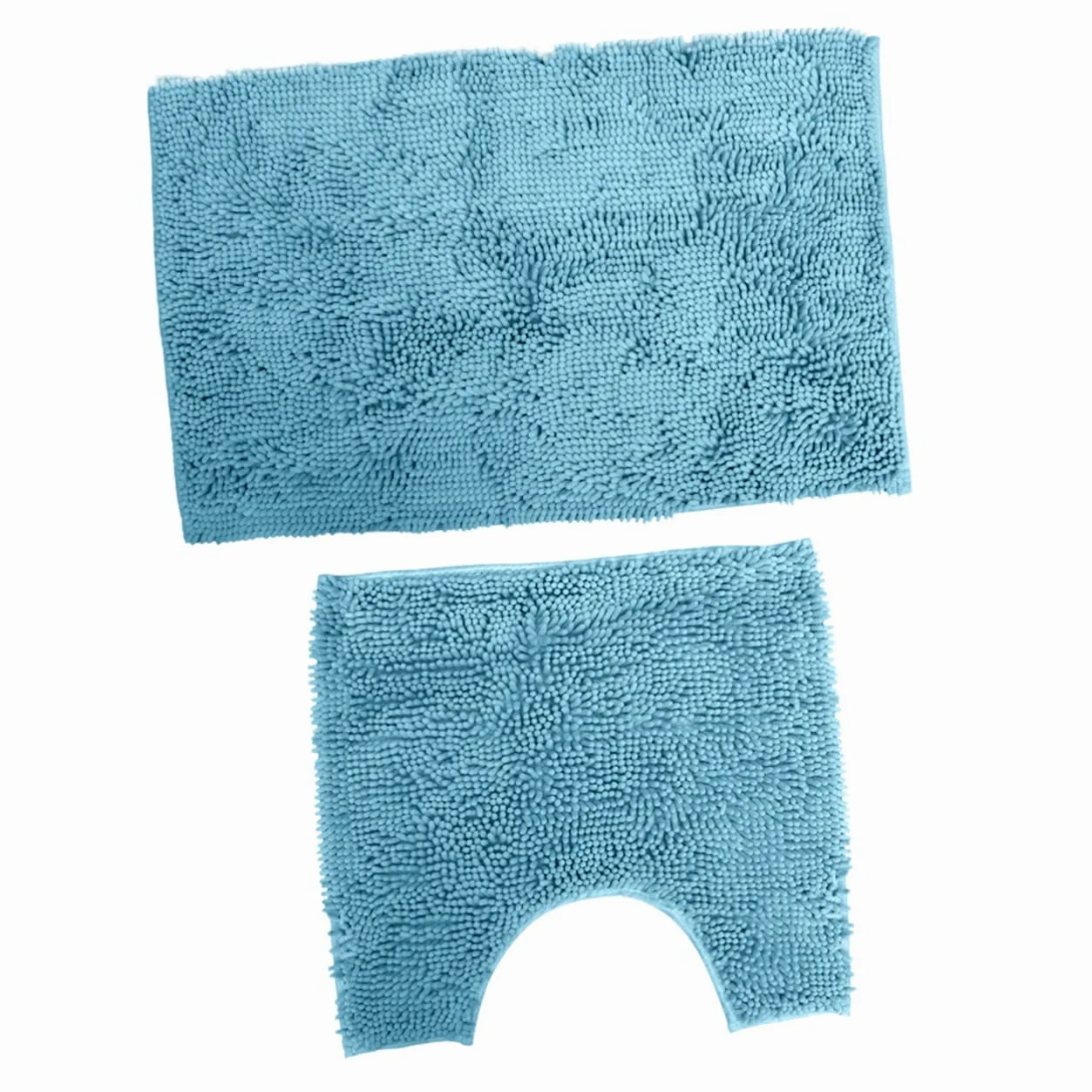 Tapis de Bain Absorbants et Antidérapants Bleu en Chenille Lot de 2 Faciles à Nettoyer, pour Salle de Bain Cuisine