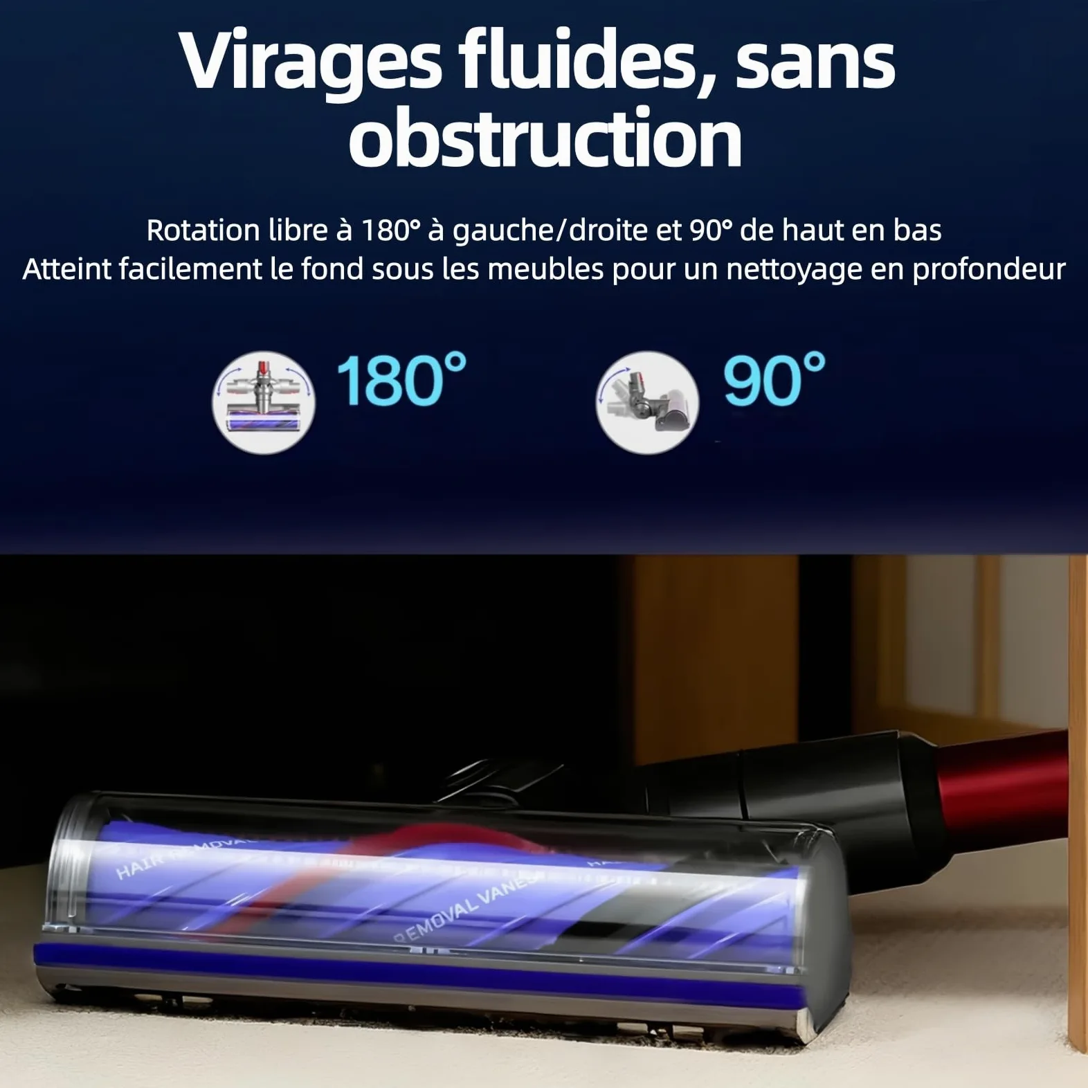 Tête de Brosse Anti-Emmêlement pour Dyson V7 V8 V10 V11 V15 | Brosse Electrique Motorisée Accessoire de Rechange pour Aspirateur, Embout Rouleau pour Poils d'Animaux Sols Durs et Tapis