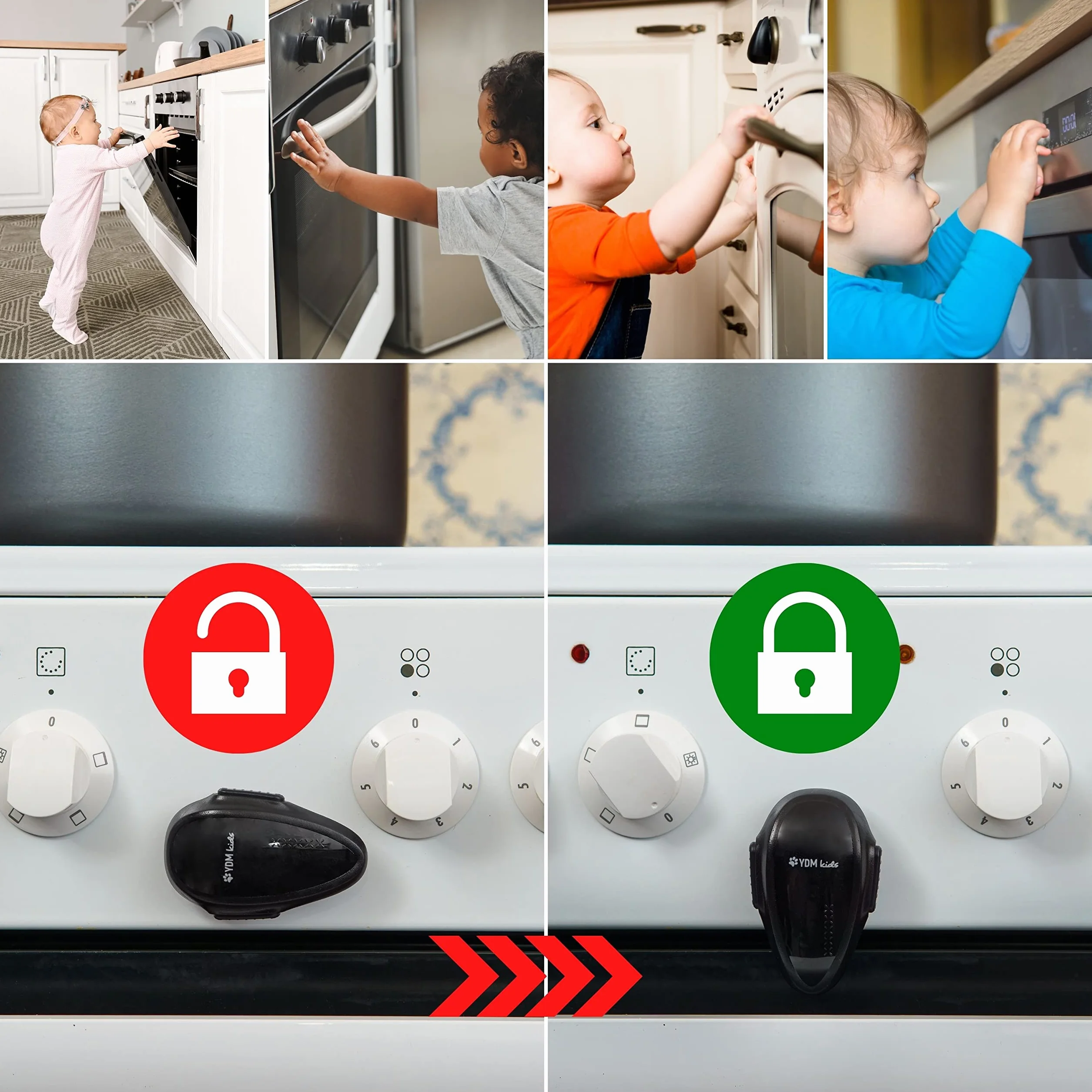 Verrous de Sécurité pour Four, 2 pièces, Noir, Résistants à la Chaleur, Bloque Four Enfants