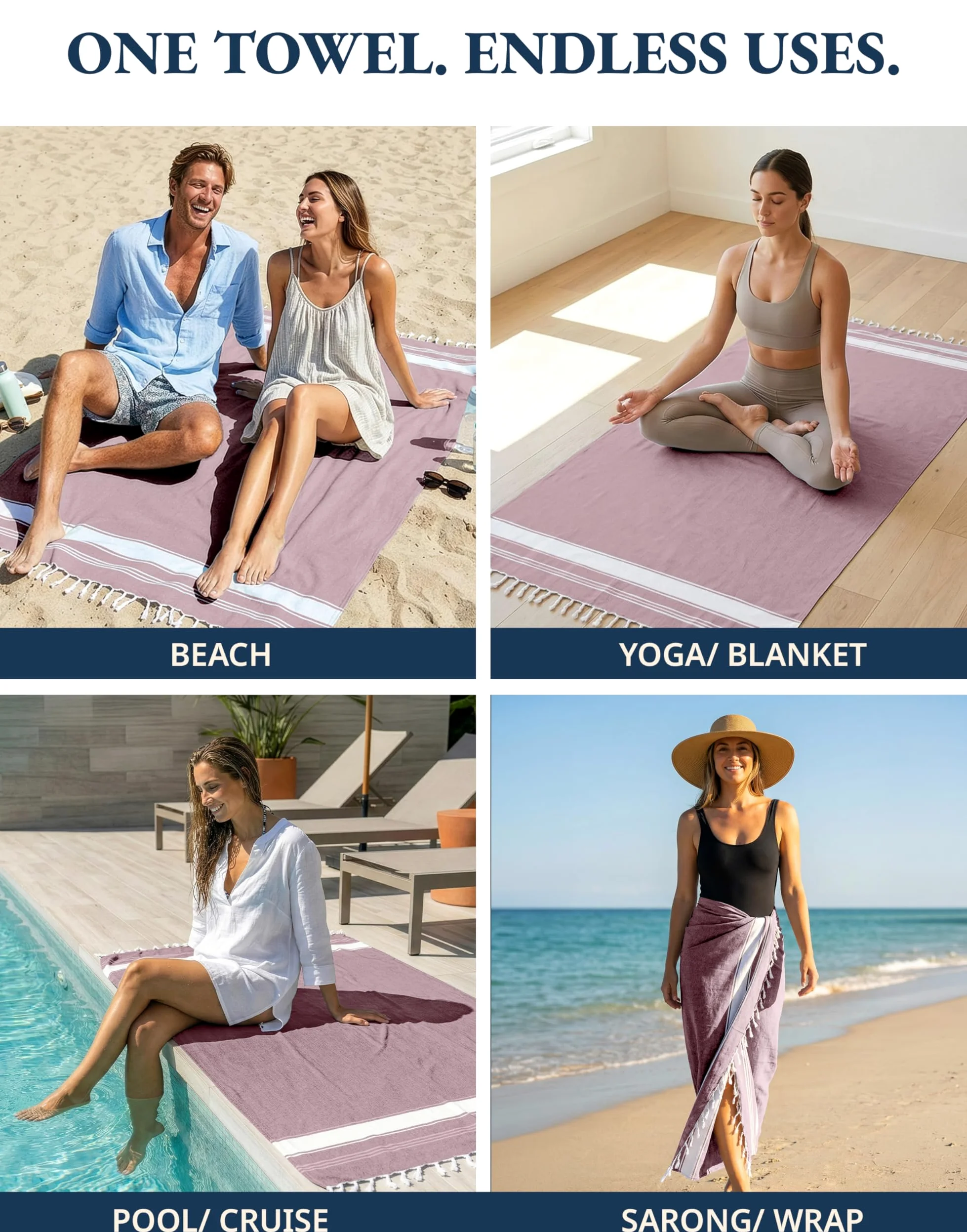 LANE LINEN Lot de 6 serviettes de plage 100 % coton, surdimensionnées, 99,1 x 180,3 cm, serviettes de plage surdimensionnées, absorbantes, très grandes, à séchage rapide, serviette de sable et de