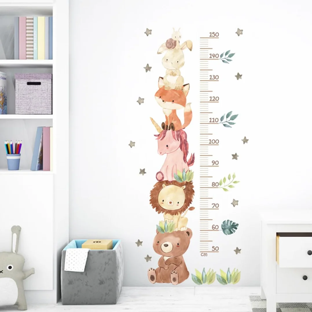 Toise murale autocollante animaux forêt pour enfants mesure 50-150 cm décoration chambre