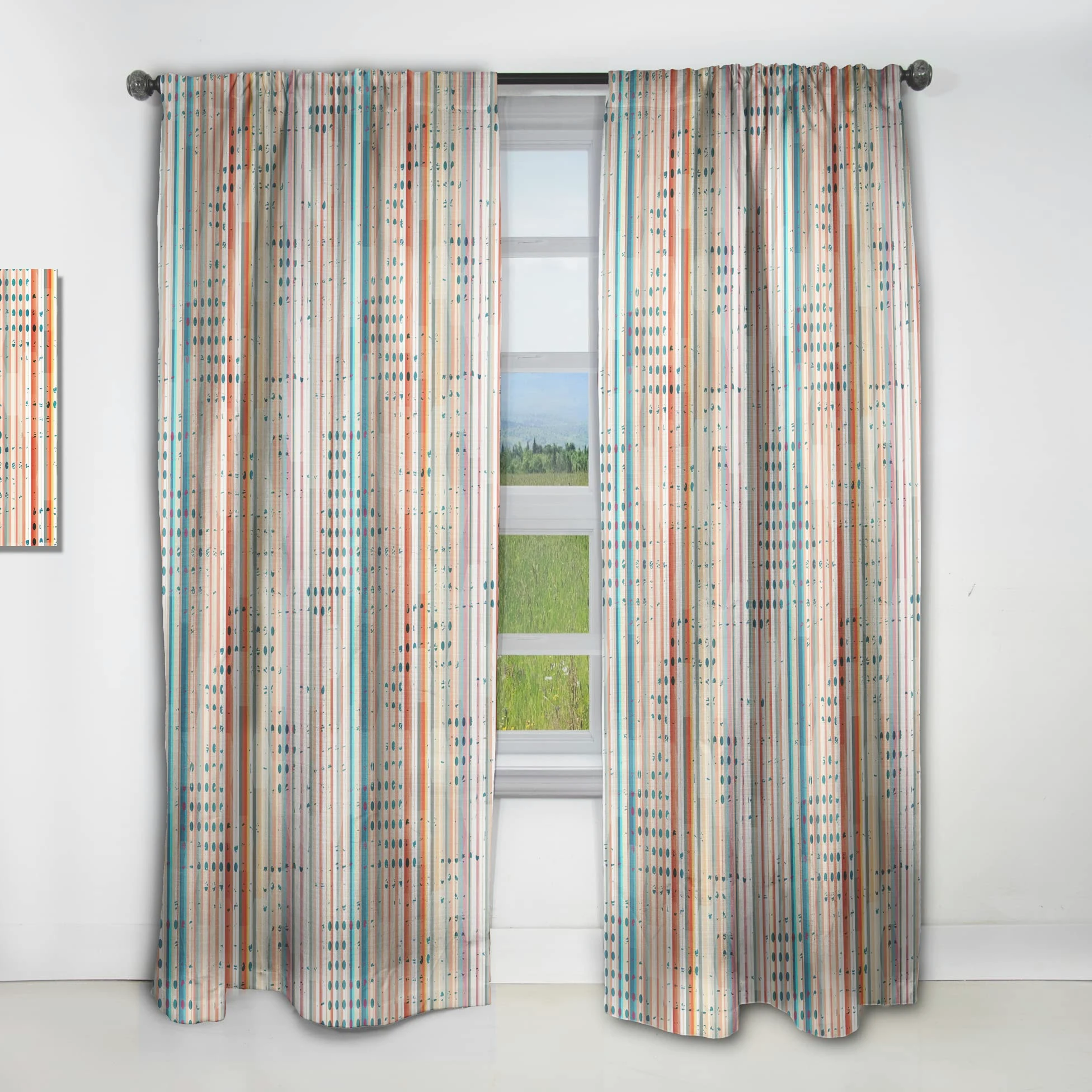 DesignQ Grunge Line Rideaux pour Chambre à Coucher, Salon, Isolation Thermique, 132 x 160 cm