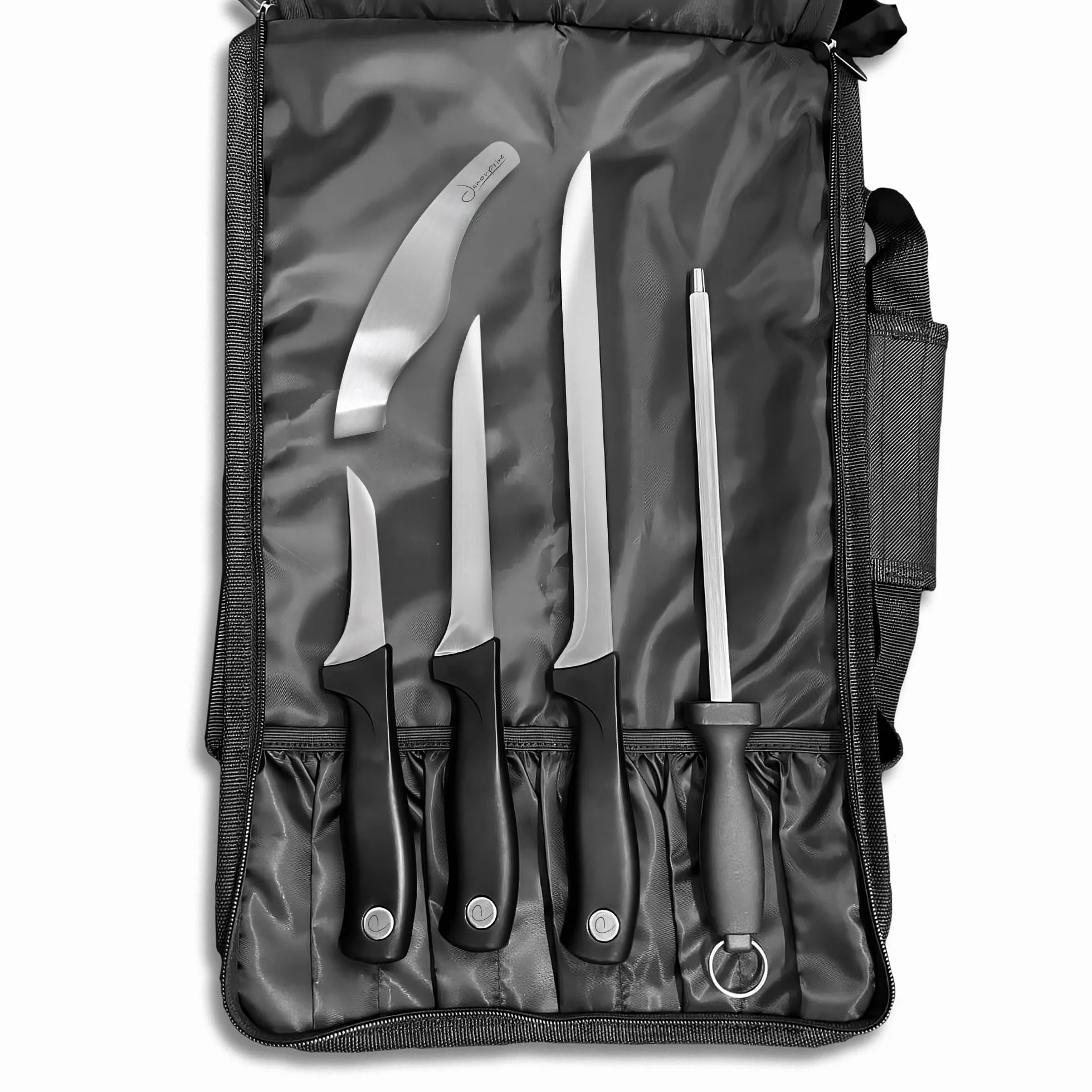 Set de couteaux à jambon - Mallette de cuisine avec couteau à désosser, pince, tablier et aiguisoir diamant