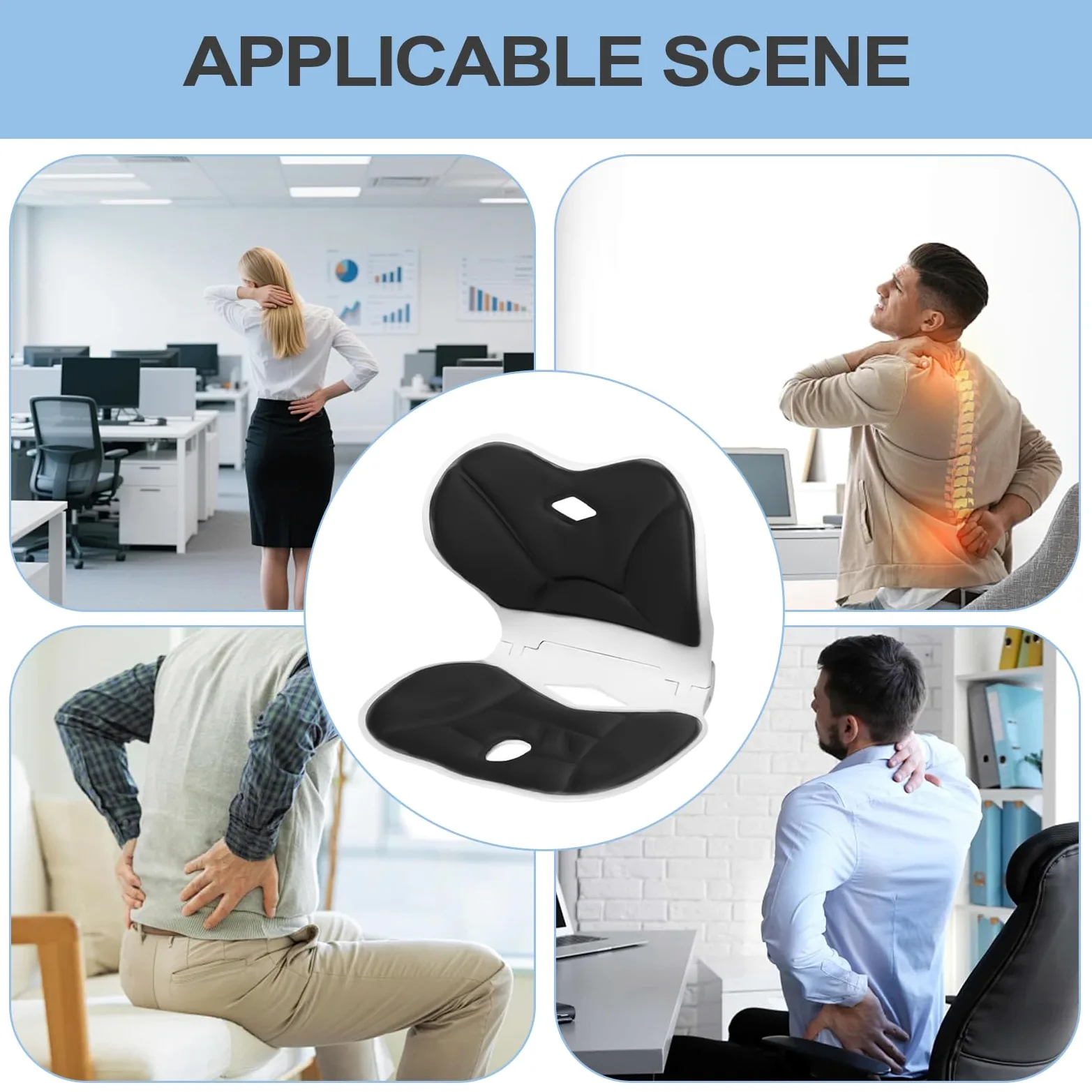 Coussin de Siège Auto Coussin De Soutien Lombaire Ergonomique | Oreiller Confortable Pour Conduire Travailler Voyager Canapé Avion Fauteuil Roulant