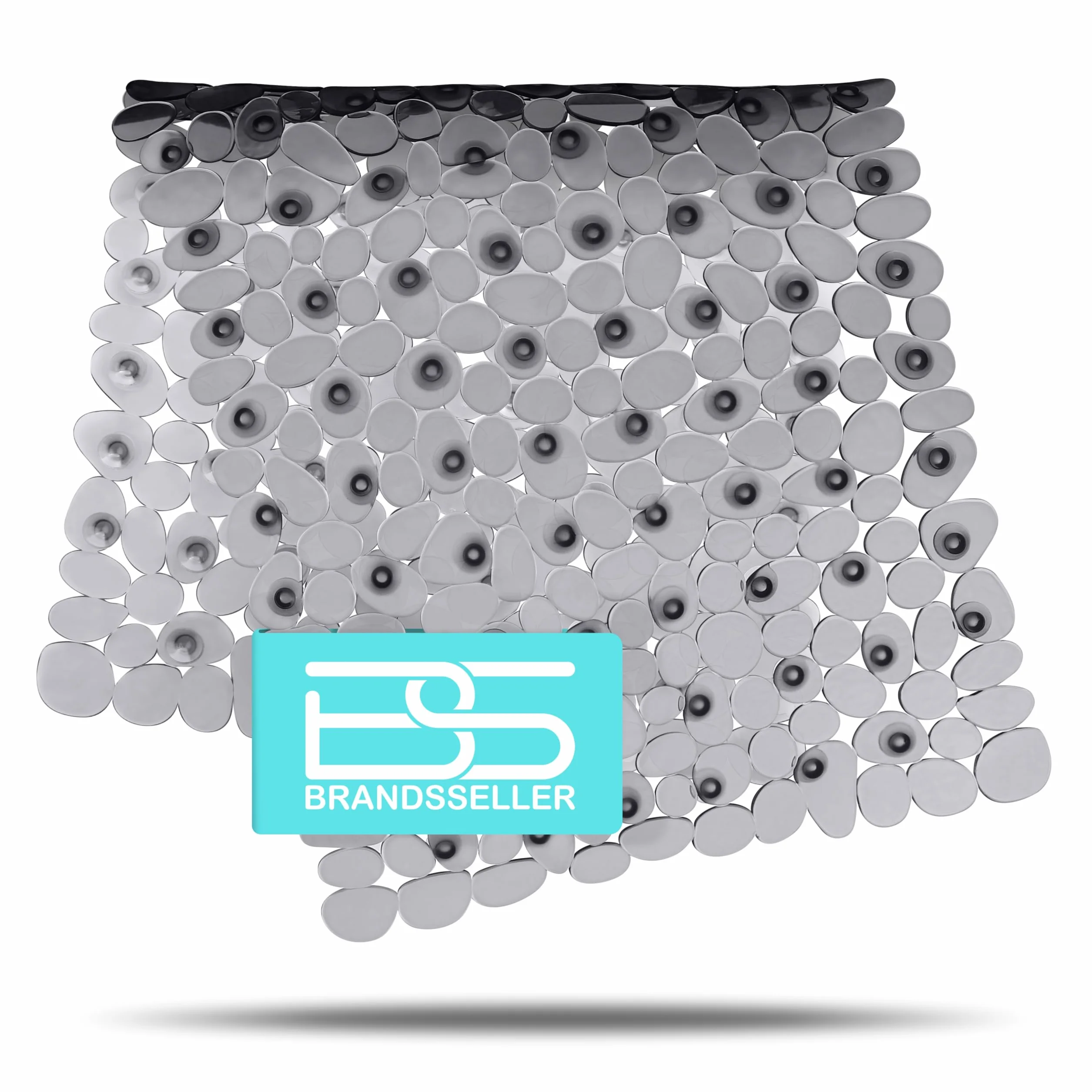 Tapis de Baignoire Anti-Glisse 70 x 35 cm PVC Aspect Pierre Rectangulaire Transparent Gris