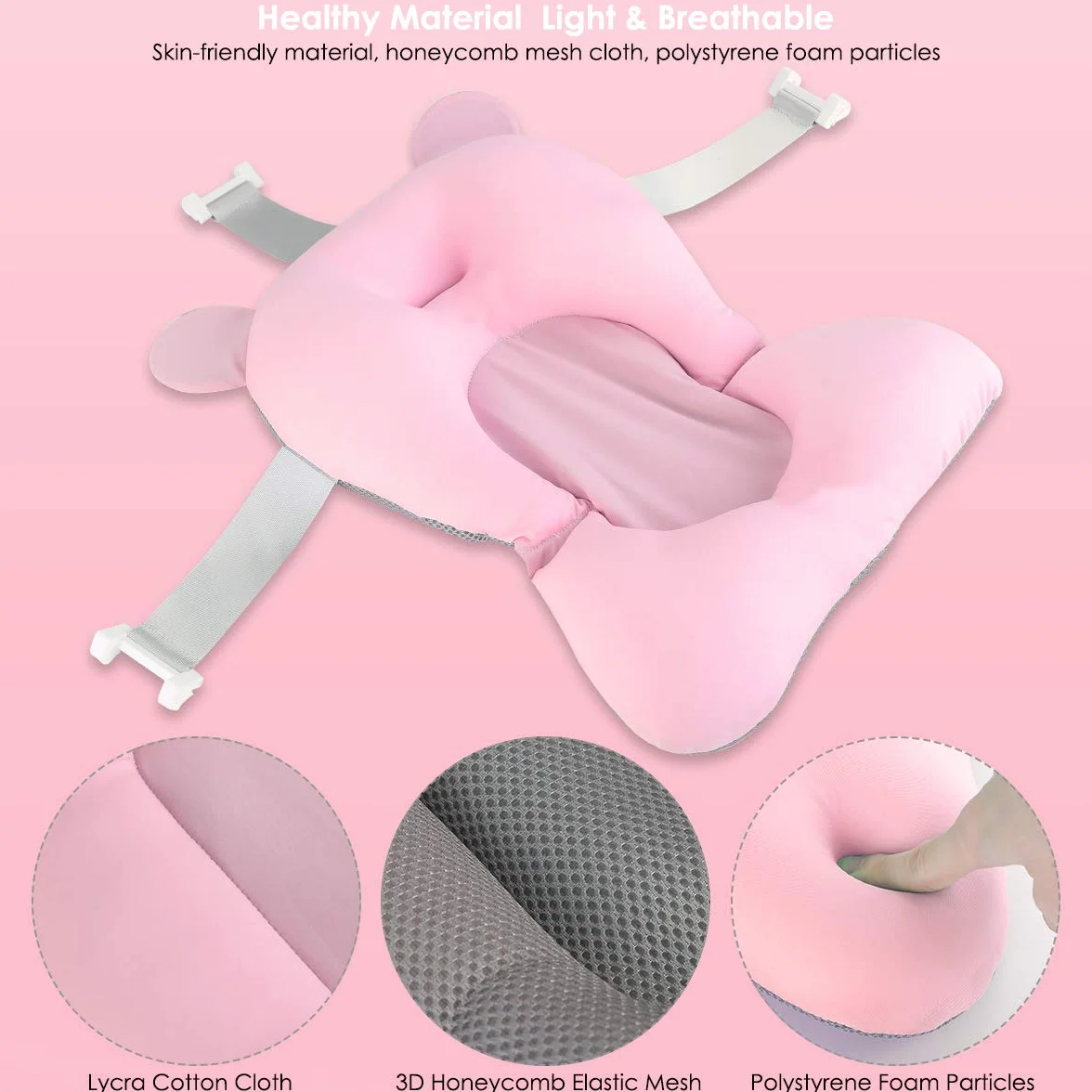 Josopa Coussin de Baignoire Anti-Dérapant pour Nouveau-Né, Siège de Bain Flottant pour Bébé