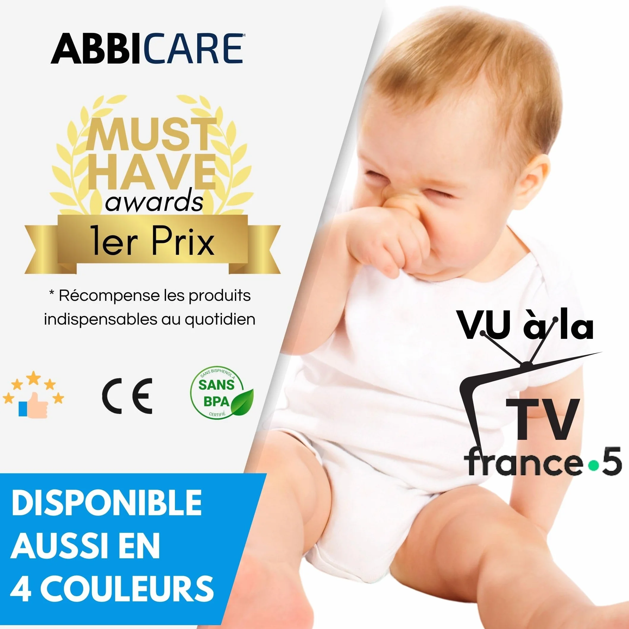 ABBICARE™ Mouche bébé seringue nasale 10ml sans BPA Kit 4 seringues embouts silicone