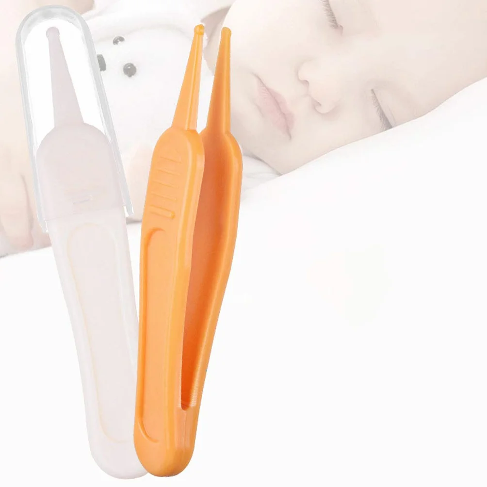 Lot de 2 pinces à épiler de nez bébé, pince sécurité tête ronde, outil nettoyage oreilles nouveau-né