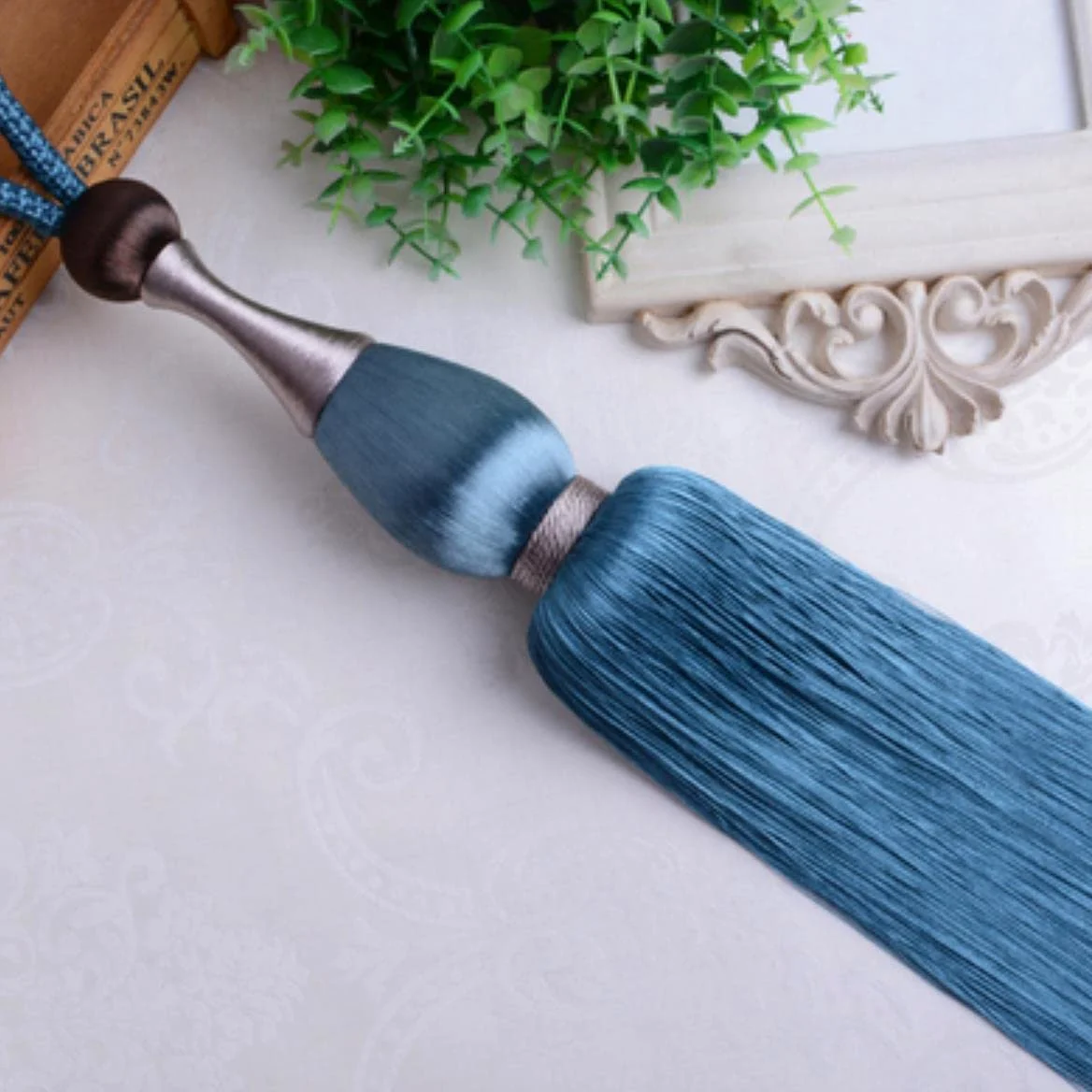 Pcs Rideau Gland Embrasses Suspendus Lier Cordes Ceinture Boule Boucle Crochet Titulaire Rideau Accessoire Embrasse-Bleu