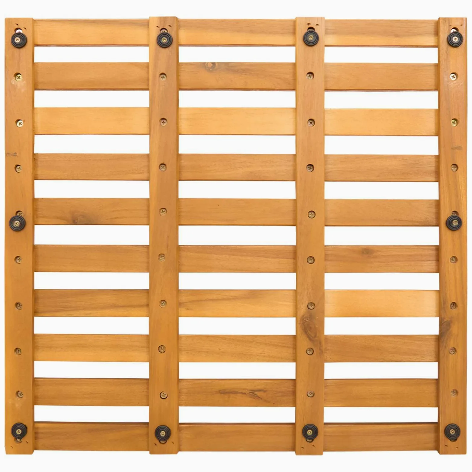 Lot de 2 tapis de bain uni, marron, en bois, 50 x 48 x 2,5 cm, antidérapant, absorbant, avec design ventilé, pour salle de bain, douche, sauna, chambre d'amis, protection confortable contre l'humidité