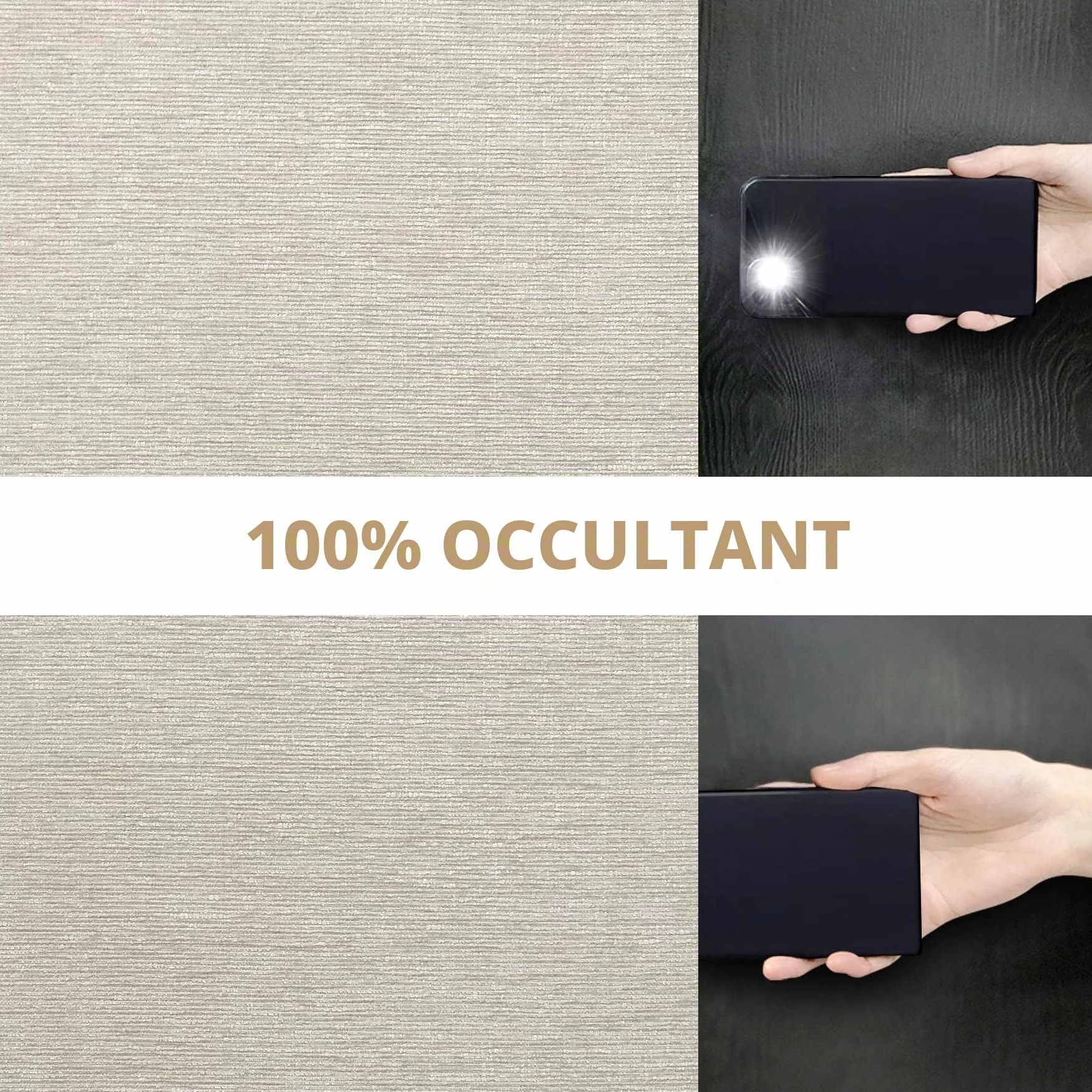 always4u 100% Rideau Occultant Chenille, Double Rideaux Isolant Thermiques Anti Chaleur, pour Cuisine Salon Chambre, Tissu Super Souple Infroissable, Beige 140x245cm Lot de 2