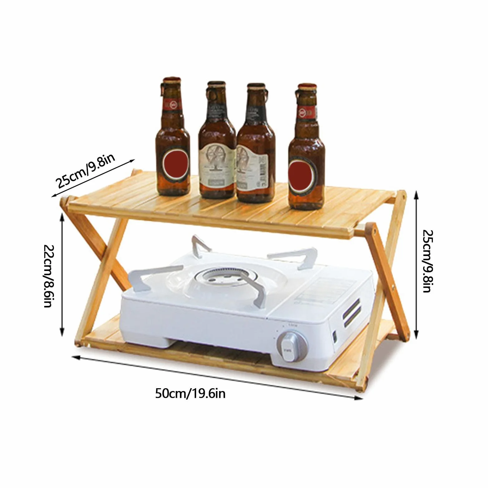 Étagère Pliante Rangement Camping Organisateur De Rangement Facile À | 2 Niveaux Support De Rangement Pliant Extérieur Salle De Bain, Accessoires De Camping Pour Livres, Divers, Cuisine