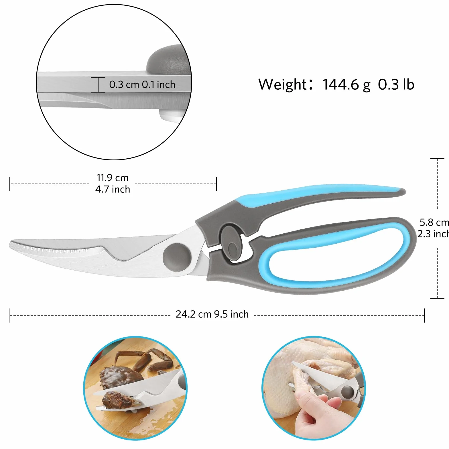 Ciseaux à volaille acier inoxydable robuste coupe puissante matériau qualité alimentaire utilisation intensive cuisine