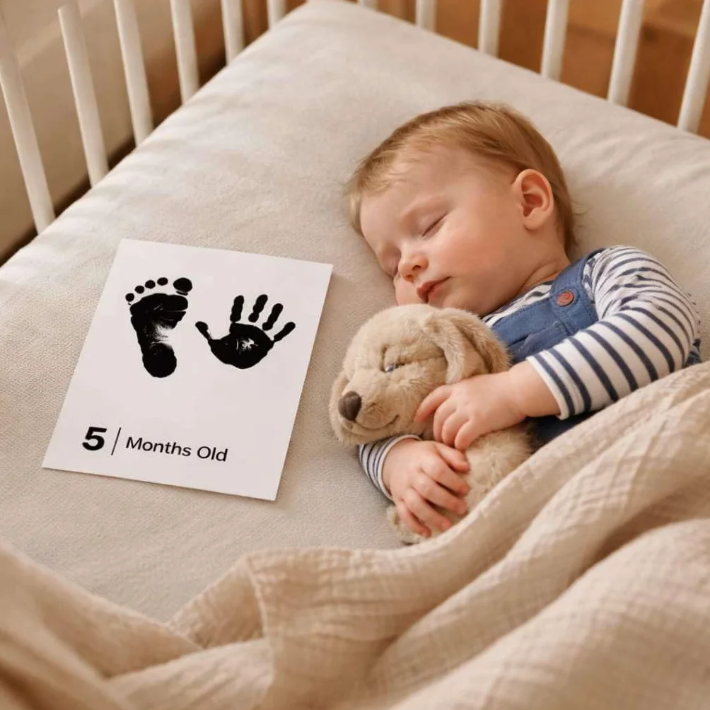 Kit Empreinte Bébé Sans Encre 14 cartes Milestone 1-12 mois