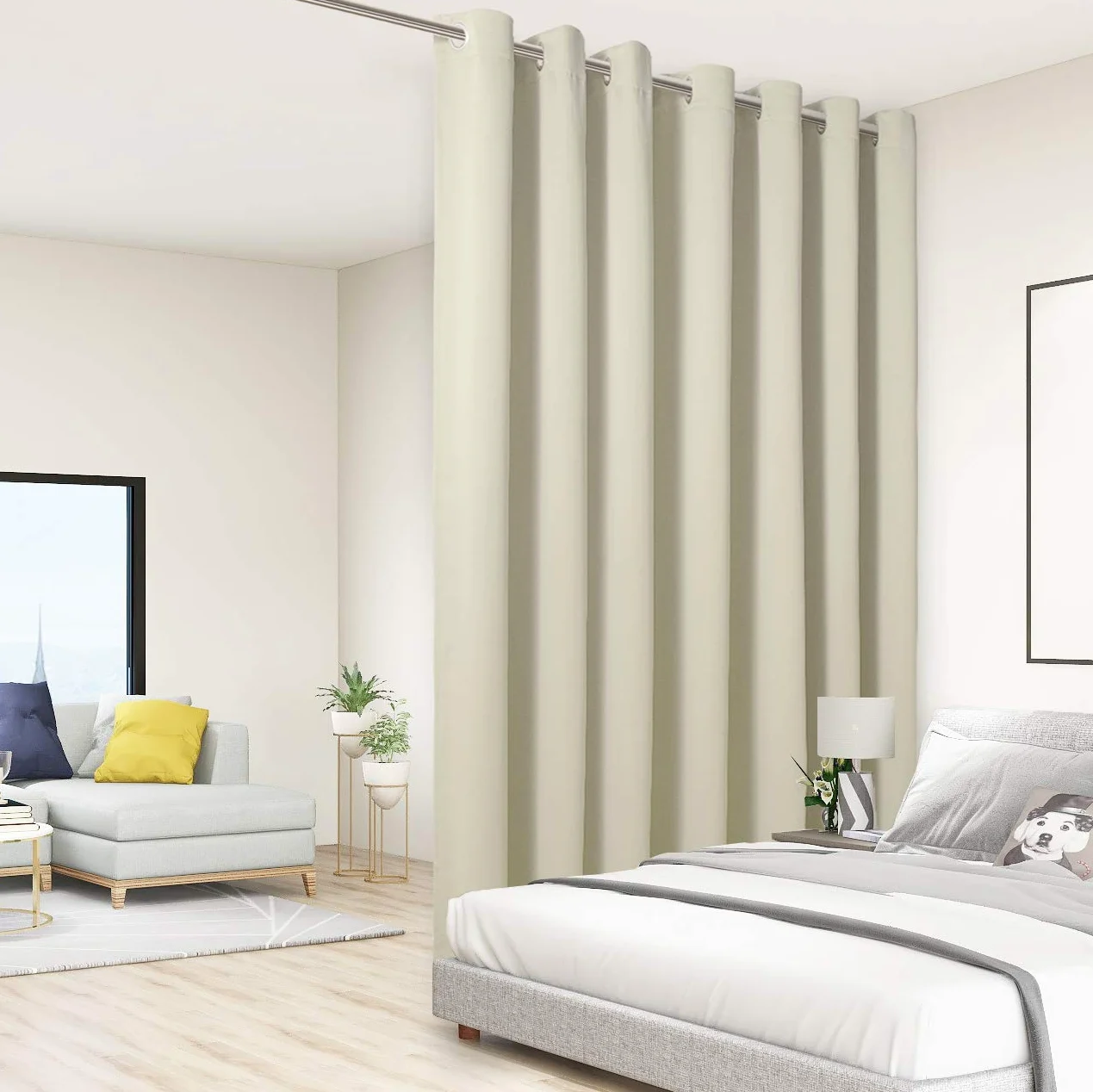 Bonzer Rideau occultant Extra Large avec réduction du Bruit pour Appartement, Studio, 274 x 381 cm (L x l) - 1 Panneau - Crème