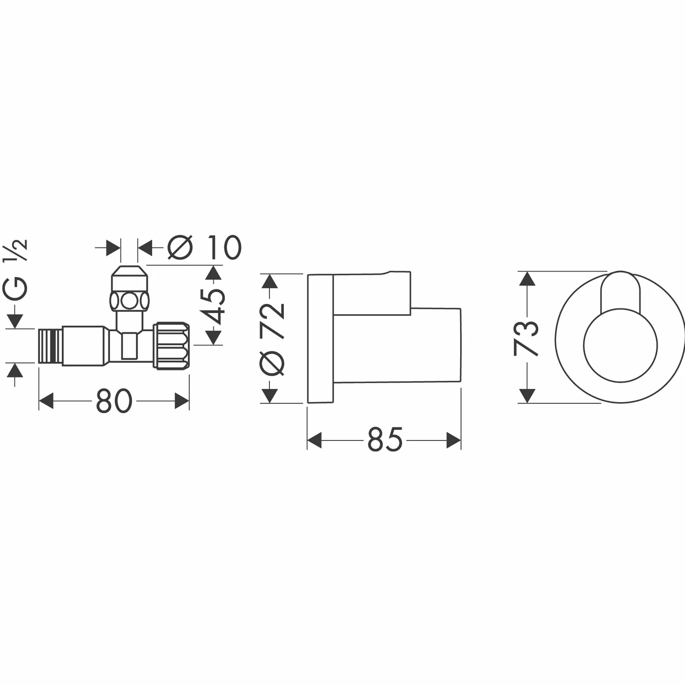 Robinet d'angle avec étui chromé