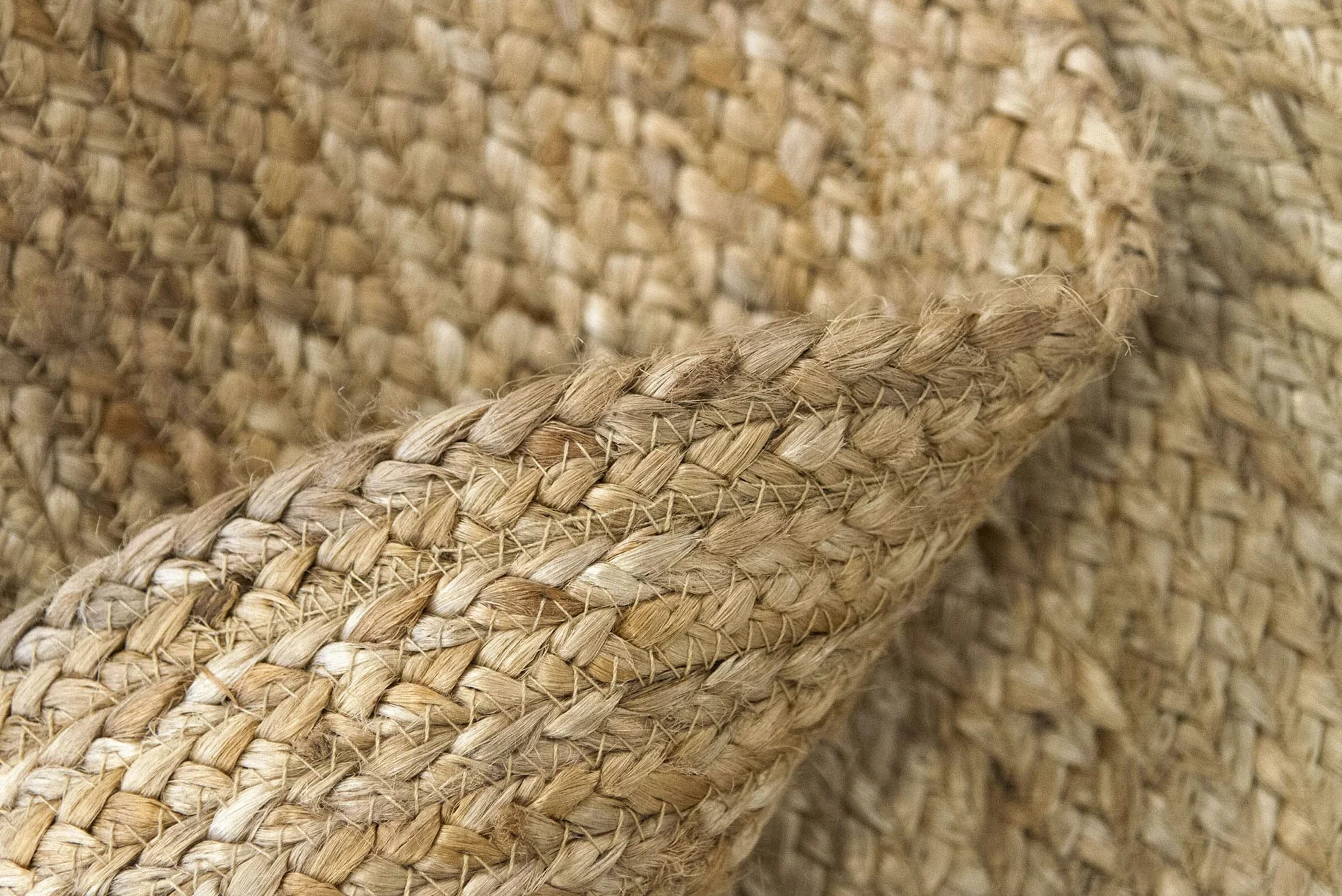 Tapis Jute Naturel Alhambra Rond Tressé à la Main 100% Fibre de Jute 100x100cm