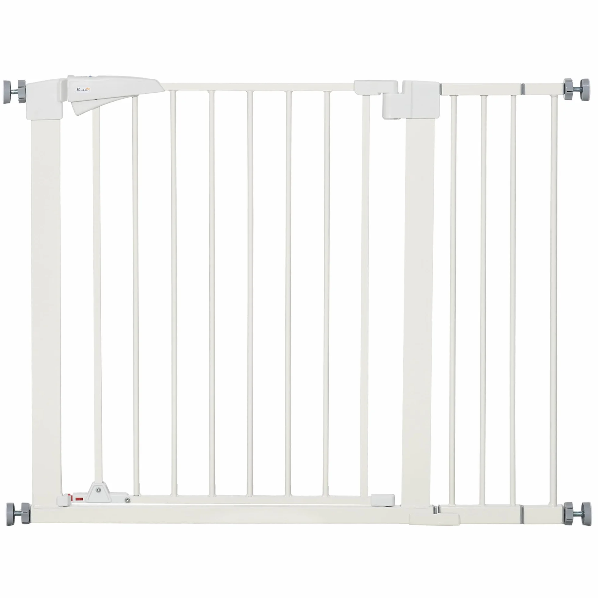 PawHut Barrière de sécurité pour Chien Extensible 76-103 cm, Hauteur 77 cm, sans perçage, Double Verrouillage, Blanc