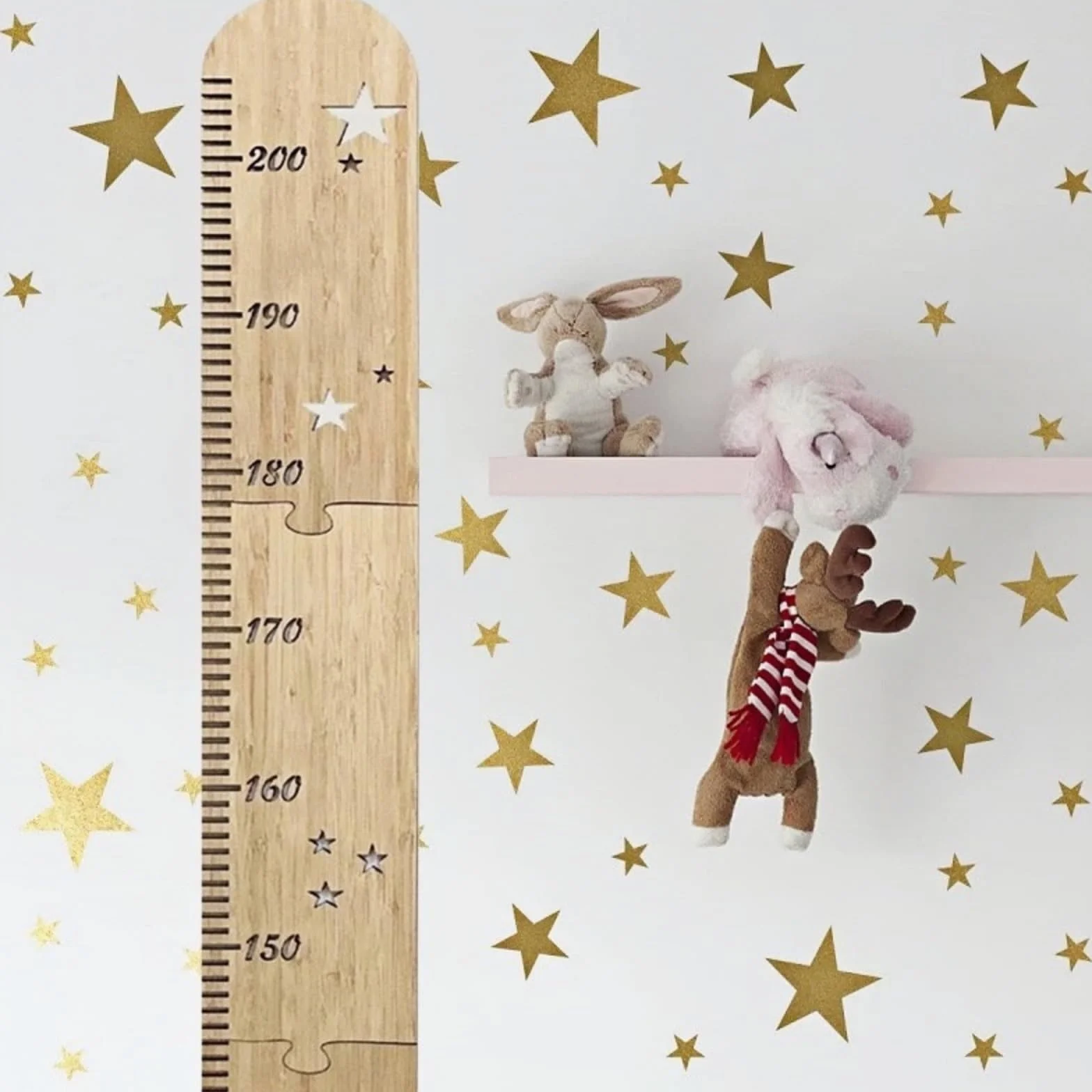 Toise en bois pour enfants - Tableau des tailles mural - Décoration chambre bébé pliable