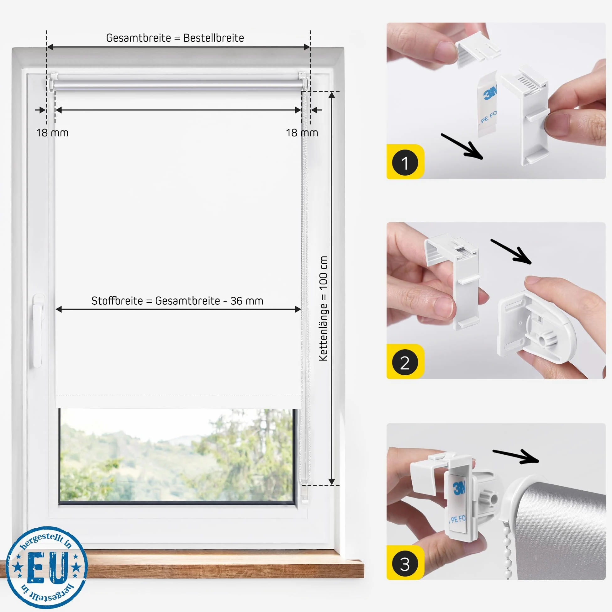 Jalousiescout Store Thermique sans perçage, Store á Fixation á la Pince avec revêtement Thermique, Store d'obscurcissement, Protection Solaire Protection visuelle, 60 x 220 cm, Blanc