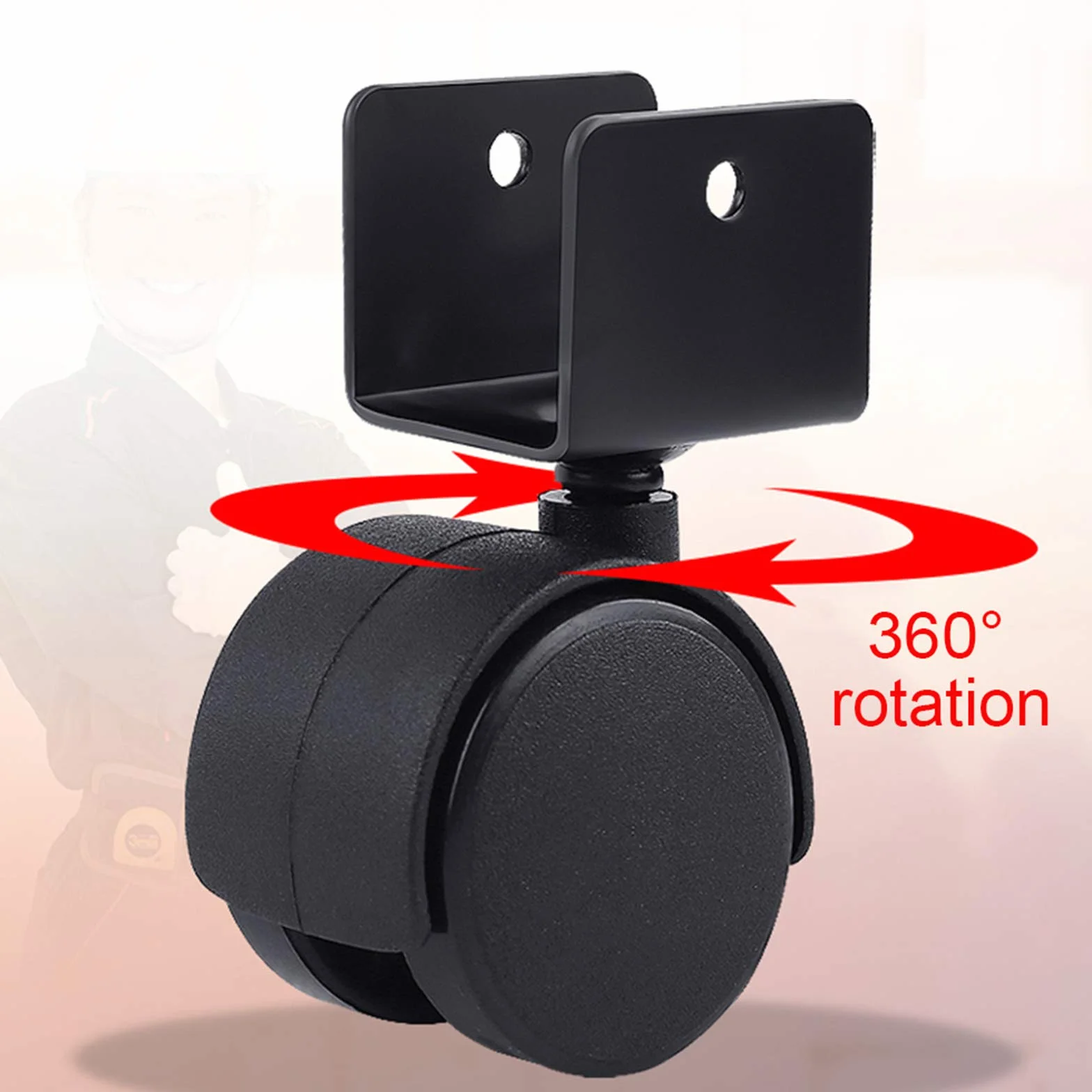 Roulettes de Meubles X4, Roues Pivotantes en Polyuréthane, Frein, 18 mm, Noir