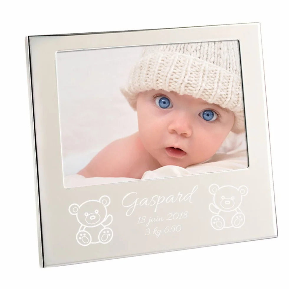 Cadre de naissance gravé petits oursons