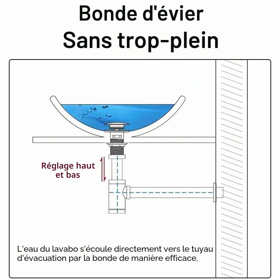 Siphon de bouteille en acier inoxydable pour lavabo de cuisine et salle de bain - Siphon en P - Or brossé