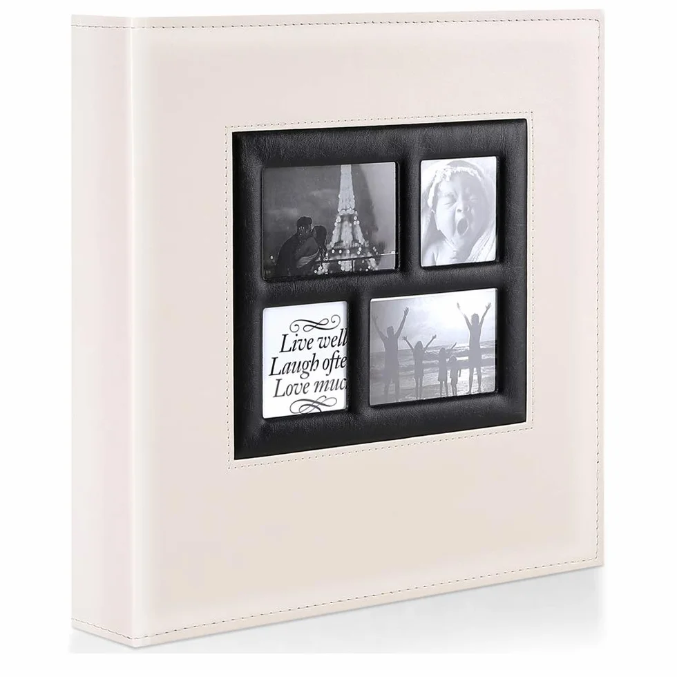 Grand Geant Album Photo 10x15 1000 Pochette Cuir Tissu Horizontal Vertical Beige