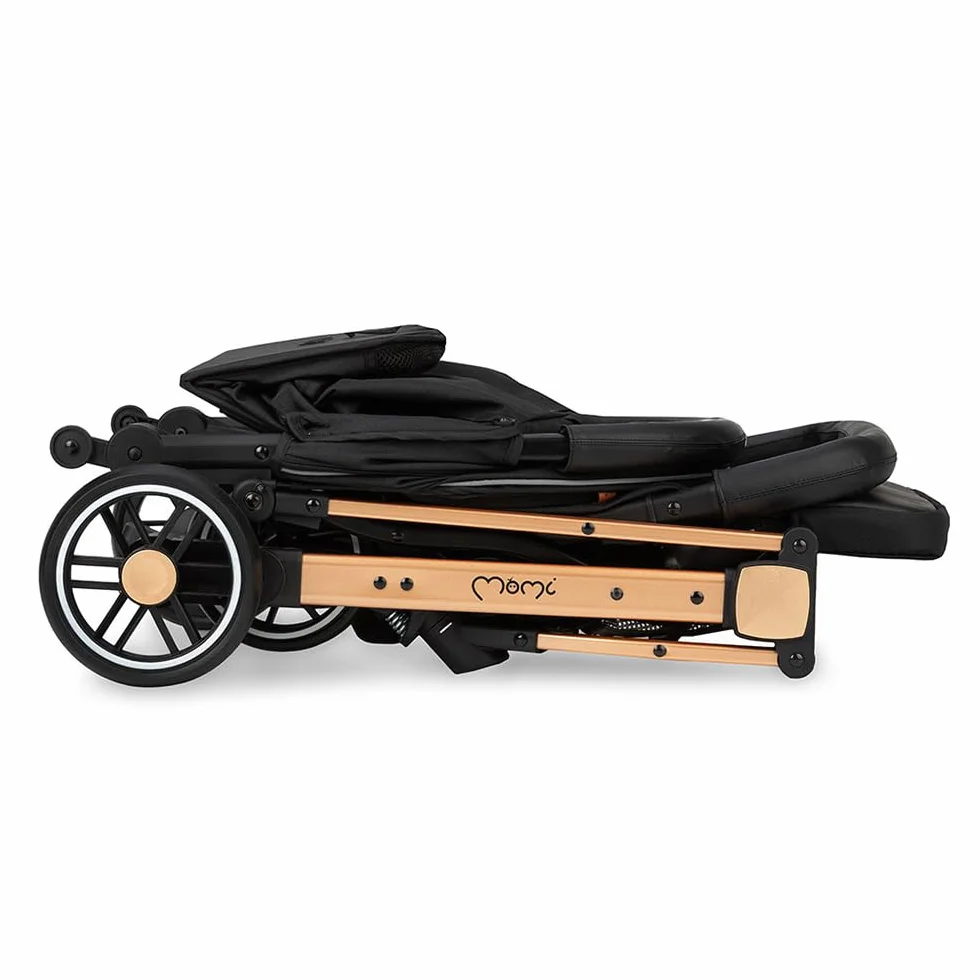 MoMi ESTELLE Poussette compacte légère pliable 6 mois 15 kg dossier inclinable repose-pieds réglable roues amorties grand panier harnais 5 points