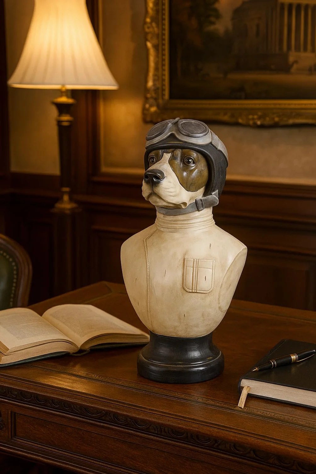 Buste d'animal Décorative Antique 50cm Chien Hundepilot lup038