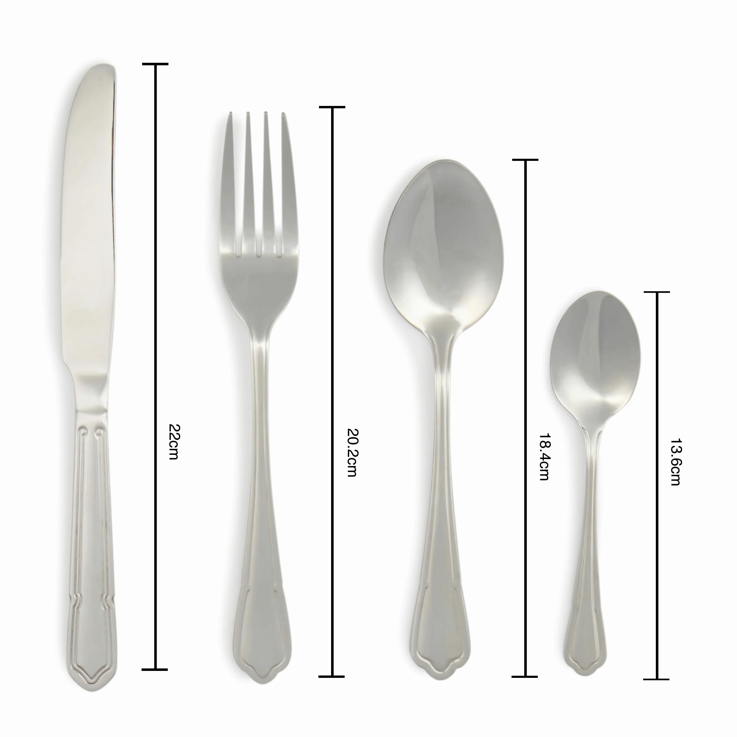 Salter BW12426EU7 Richmond Ménagère 24 pièces : service de couverts en acier inoxydable 18/10, pour 6, six couteaux, fourchettes, cuillères à soupe et cuillères à café, garantie 50 ans, argent