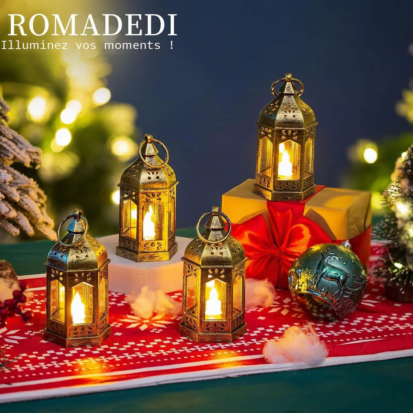 Lanterne LED Exterieur Lot de 10 Bougie Doré Decorative Halloween Mariage Noel