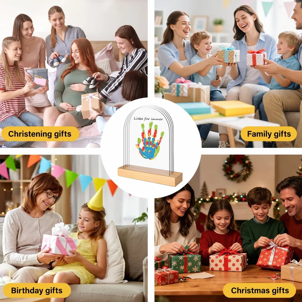 Cadre Photo Personnalisé Empreinte Main Famille Enfants Kit Anniversaire Fête des Mères Pères