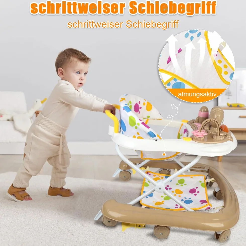 Trotteur Bébé Compact Chats de l’Espace avec Siège à Rebond, Lumières, Musique, Jouets Interactifs, jusqu'à 20 kg, 6 Mois+
